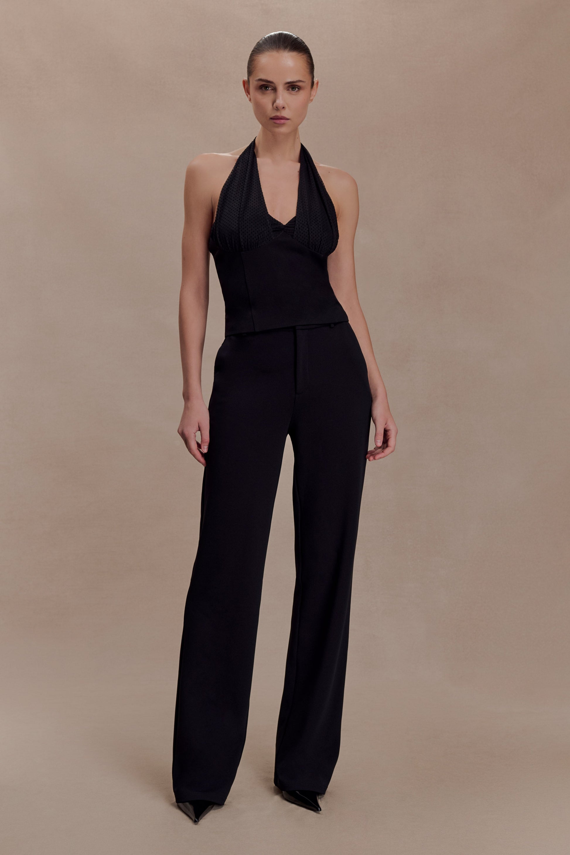 Cressida Crepe Halter Top - Black #2