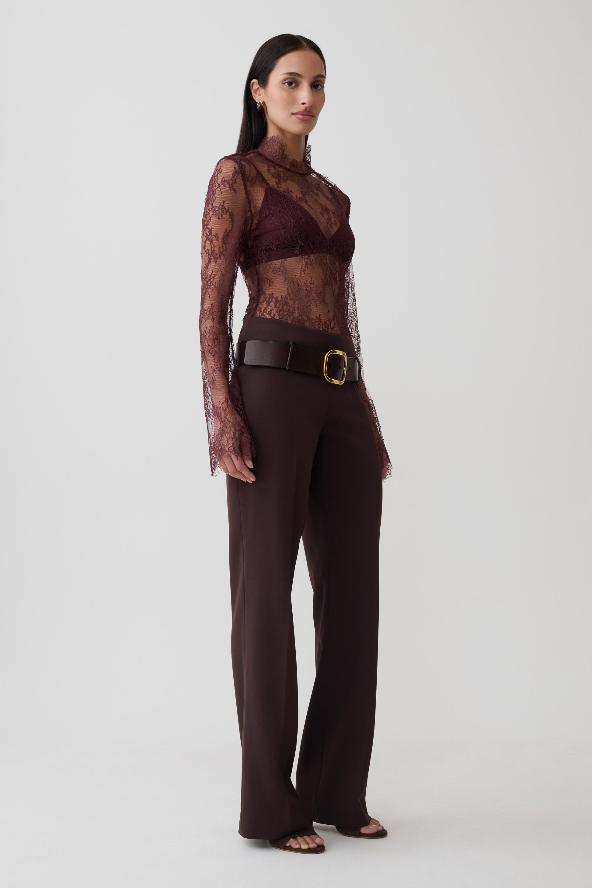 Brooke Straight Leg Suiting Pant - Burgundy #3