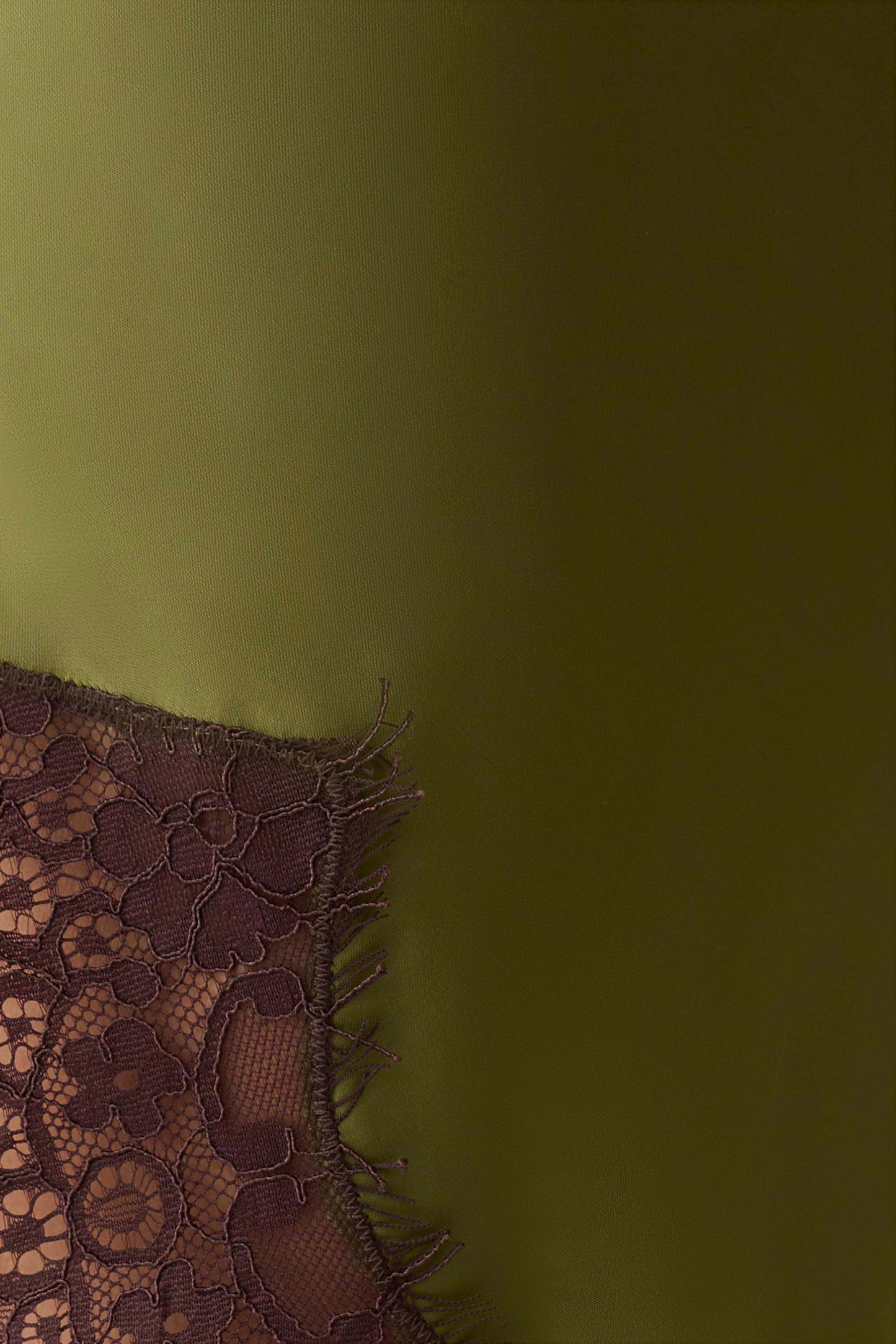 Amber Satin And Lace Midi Skirt - Olive