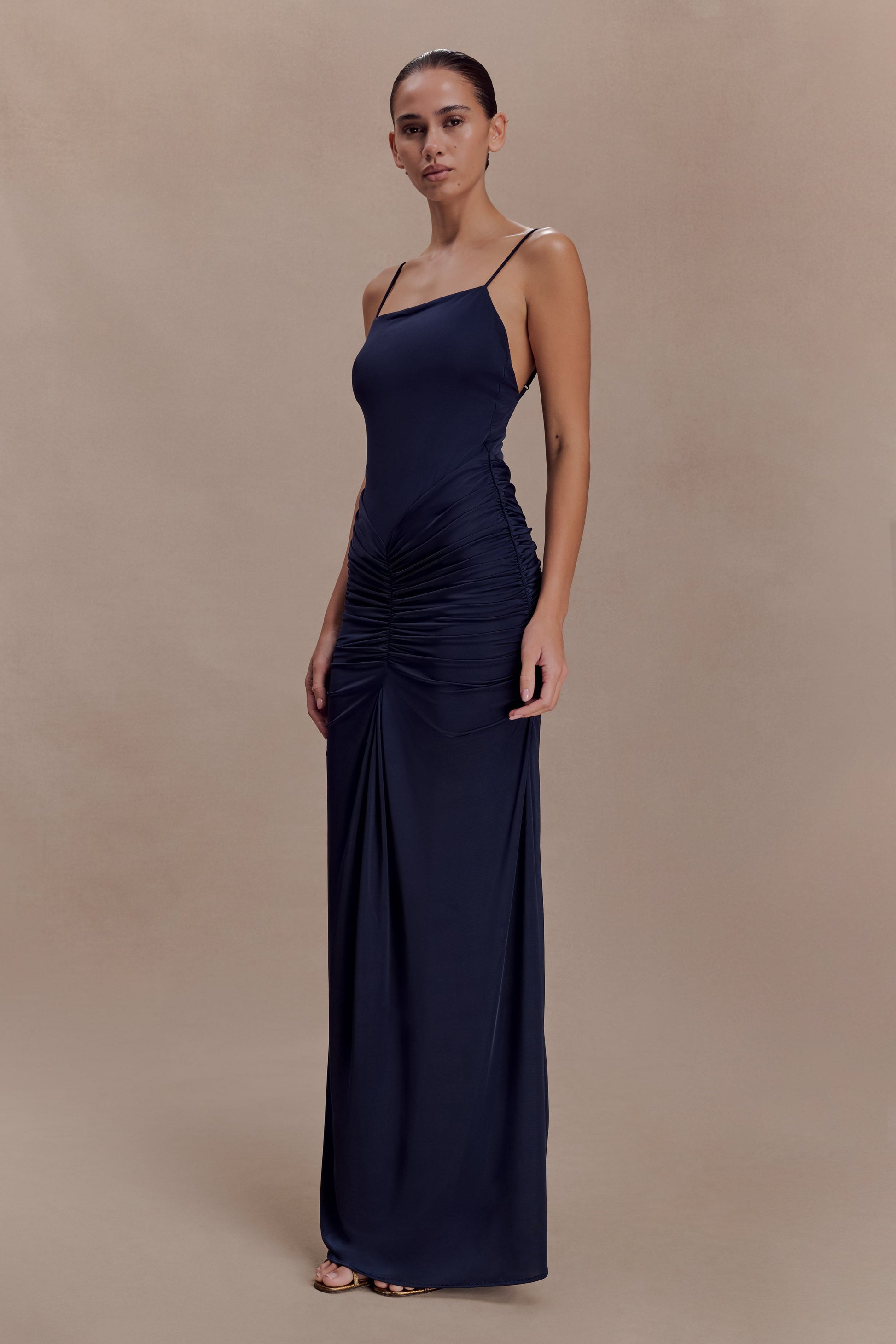 Roisin Slinky Maxi Dress / Navy | MESHKI