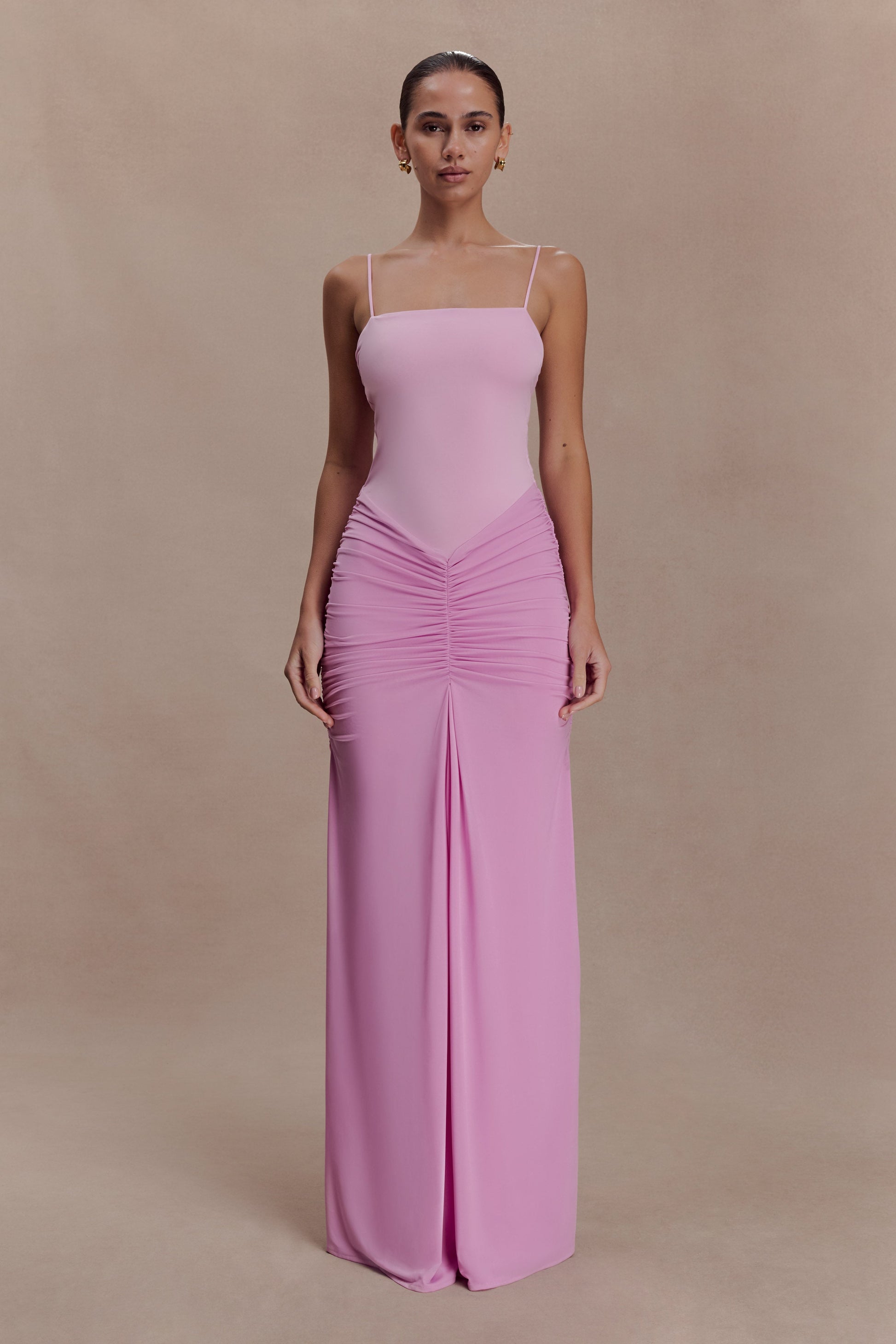 Roisin Slinky Maxi Dress / Powder Pink | MESHKI