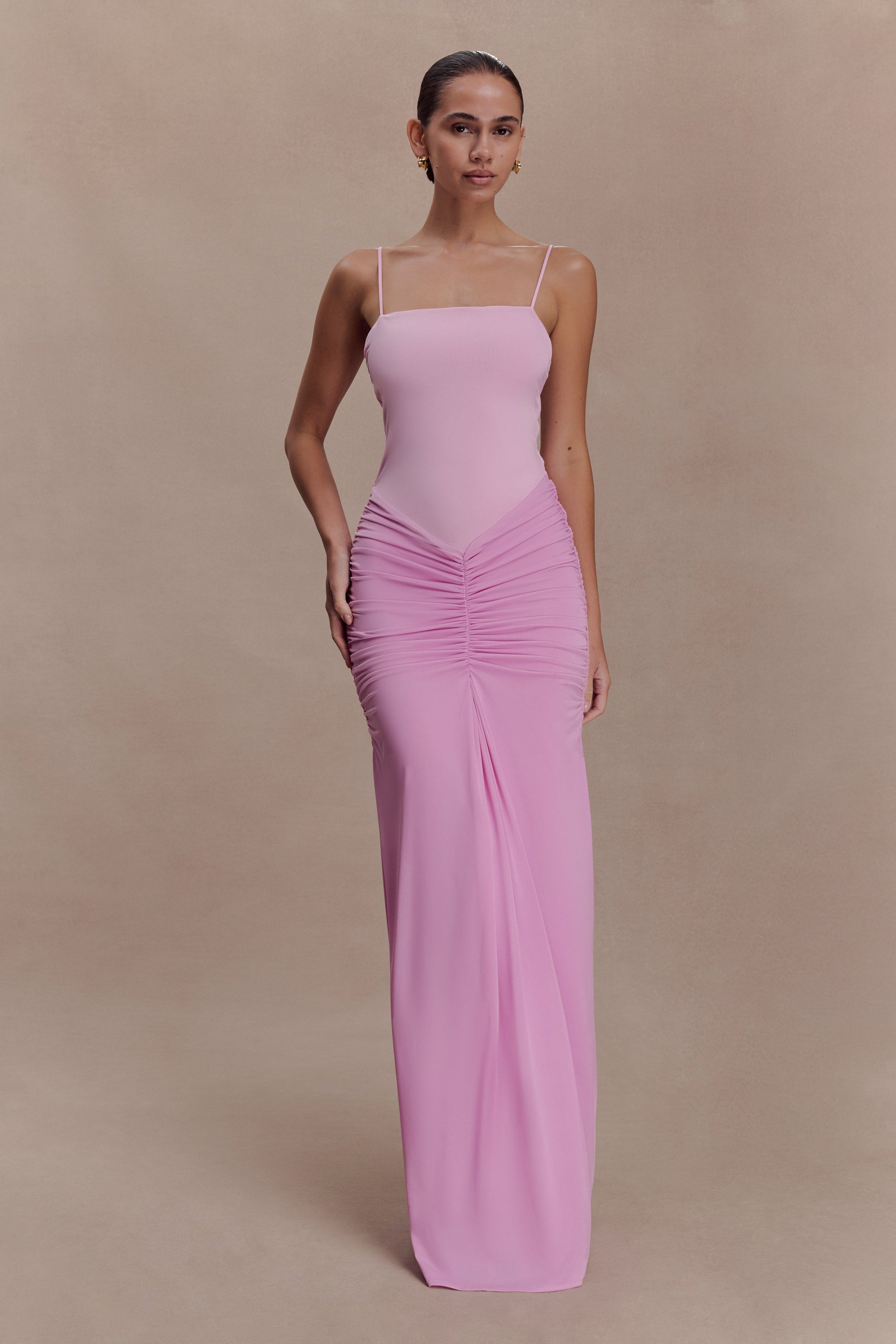 Roisin Slinky Maxi Dress / Powder Pink | MESHKI