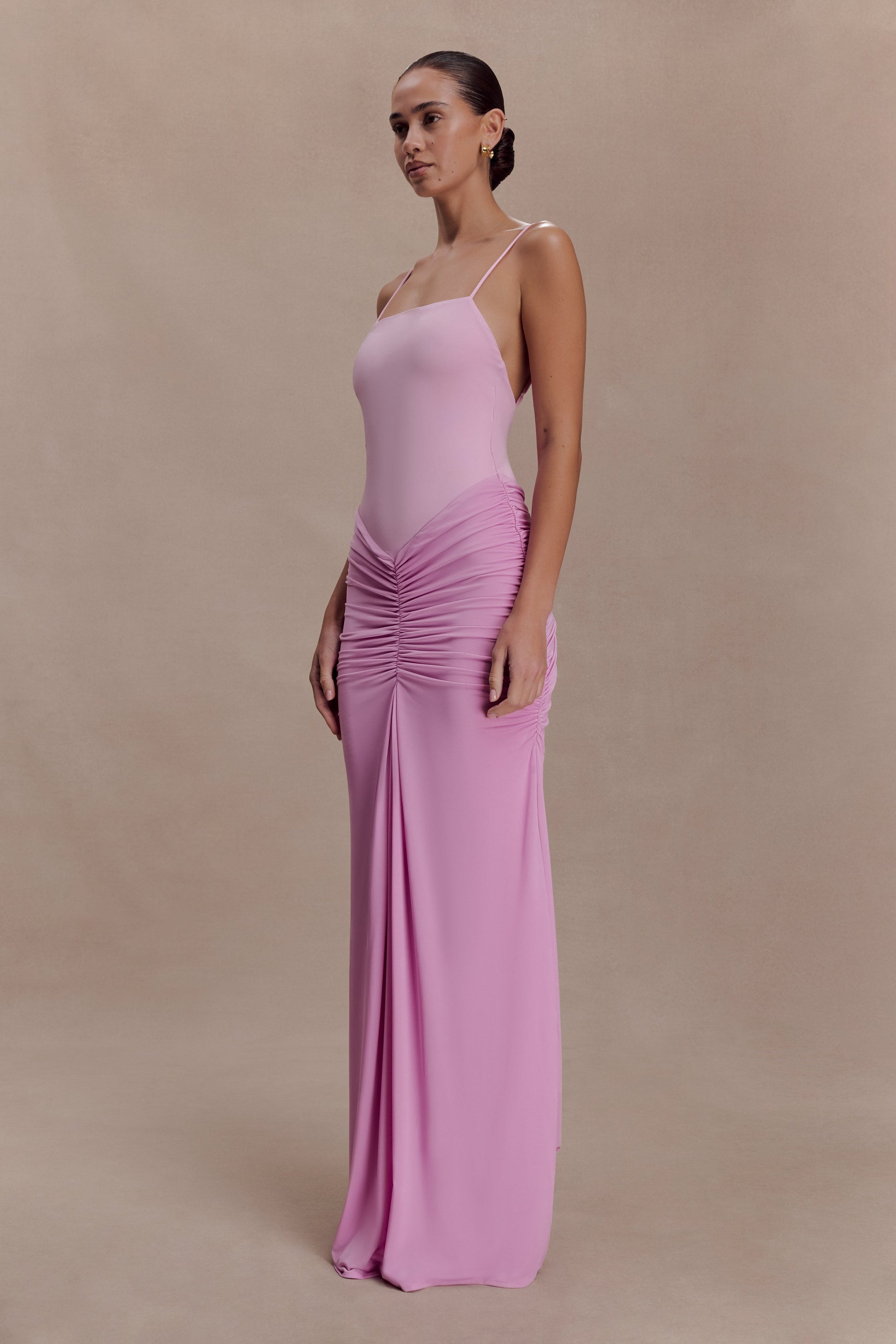 Roisin Slinky Maxi Dress / Powder Pink | MESHKI