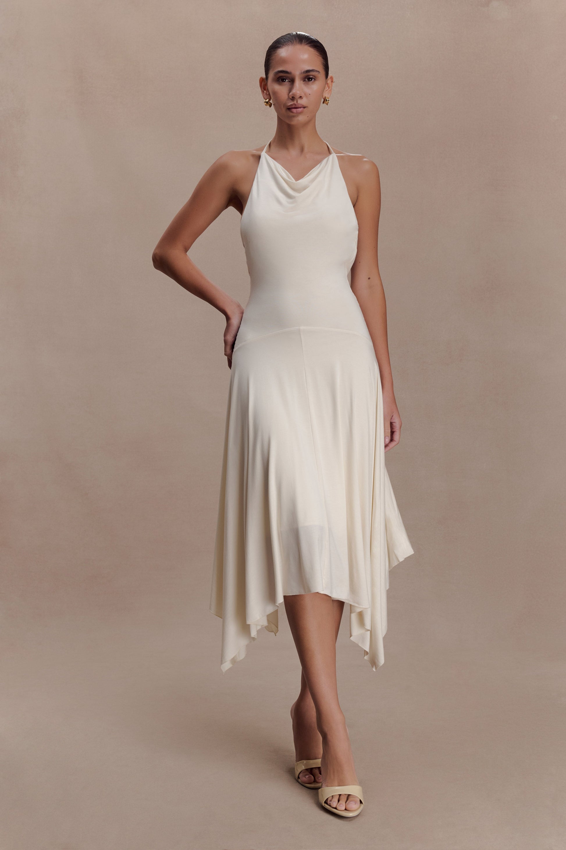 Sylvie Modal Hankie Midi Dress / Ivory | MESHKI