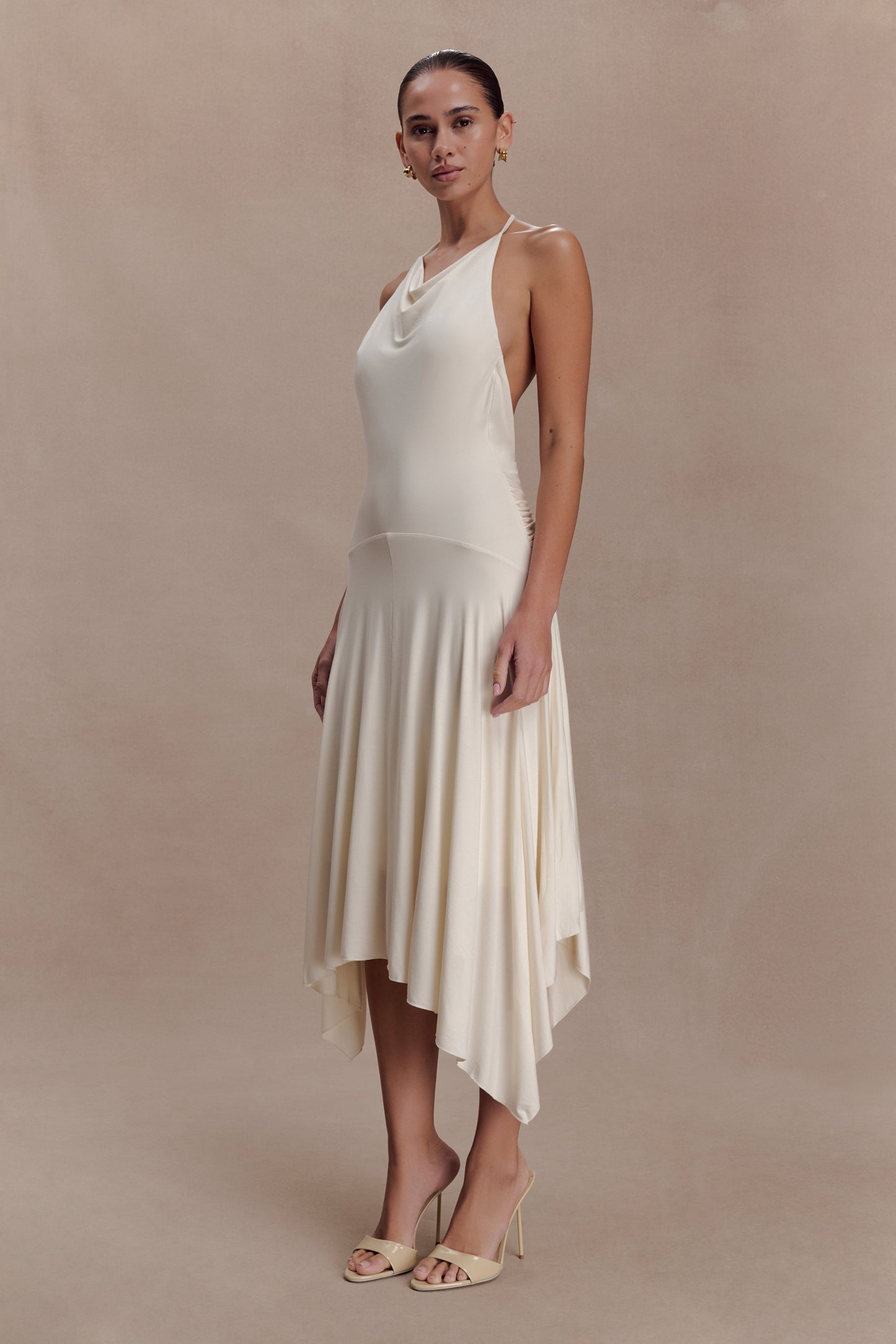 Sylvie Modal Hankie Midi Dress - Ivory