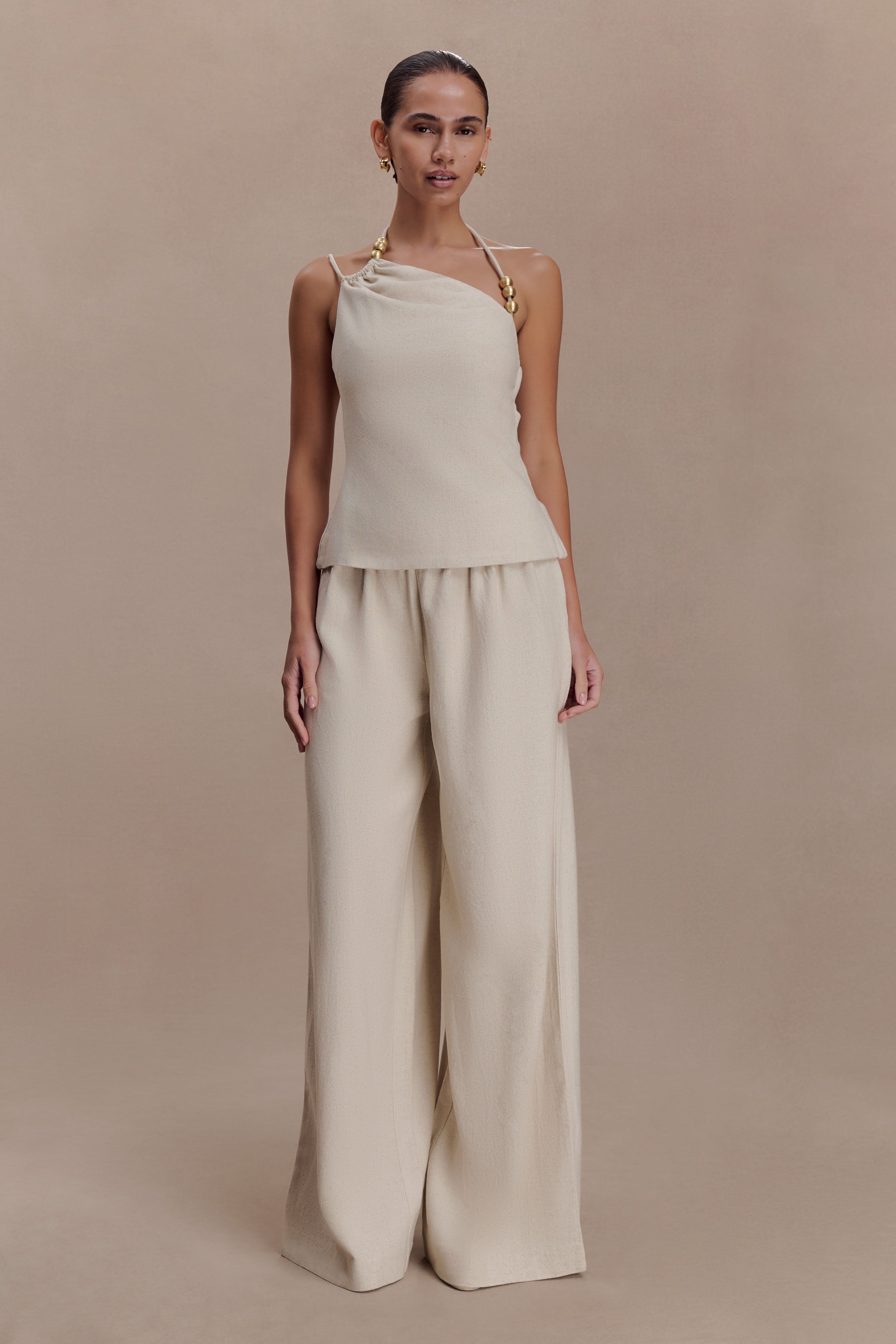 Gabby Straight Leg Linen Pants - Natural | MESHKI US