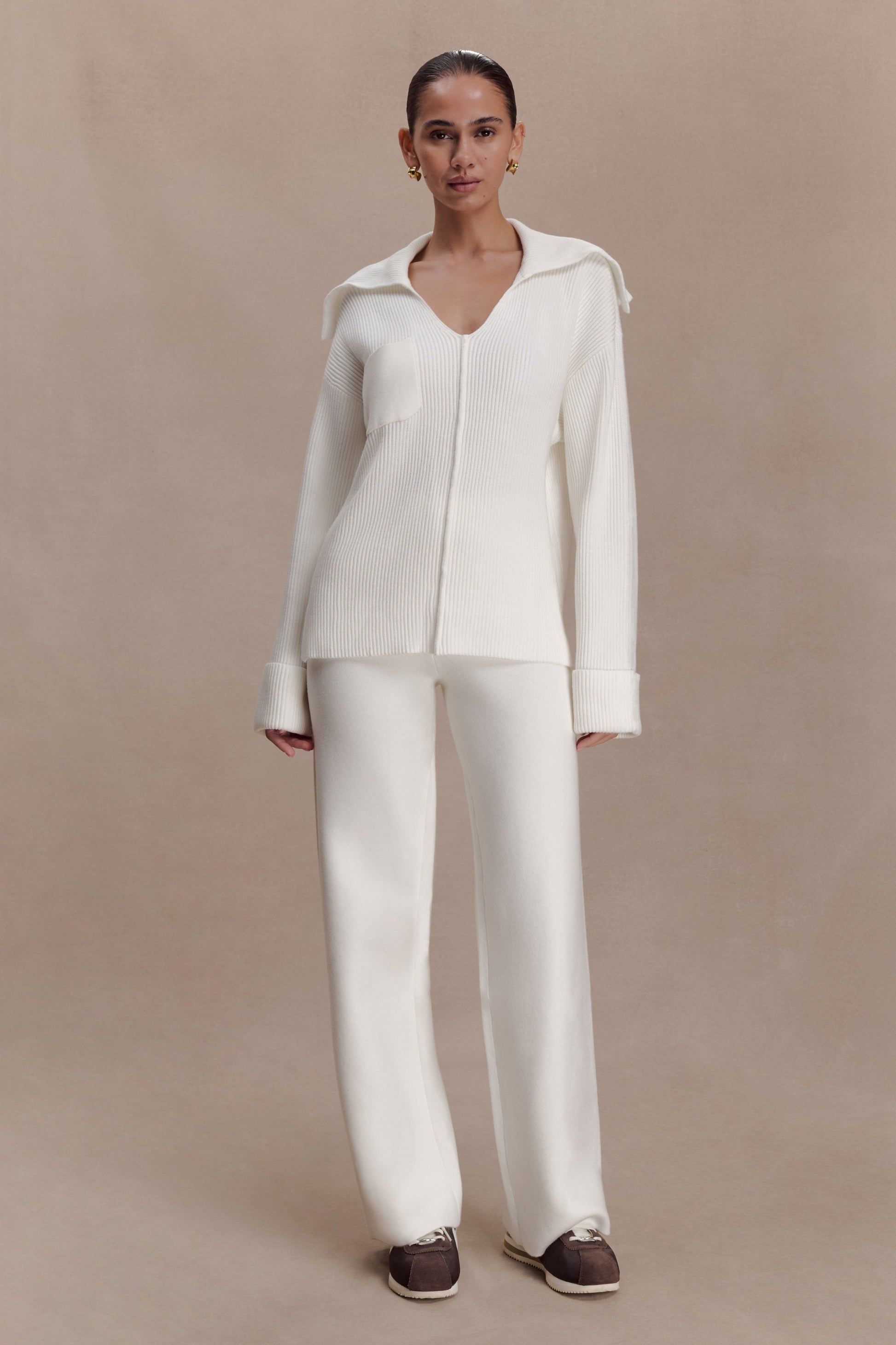 Kerrymae Straight Leg Knit Pants - Off White