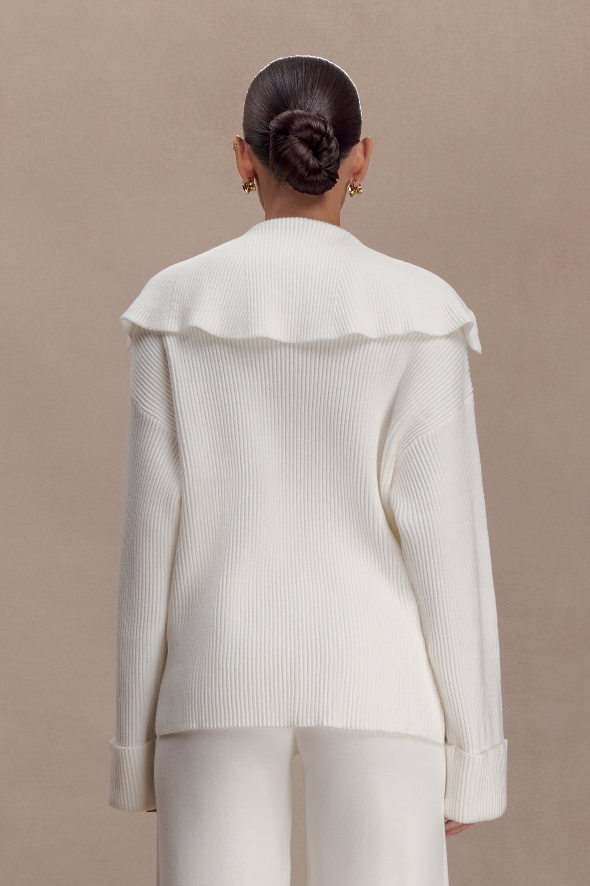 Bianka V Neck Knit Jumper - Off White #2