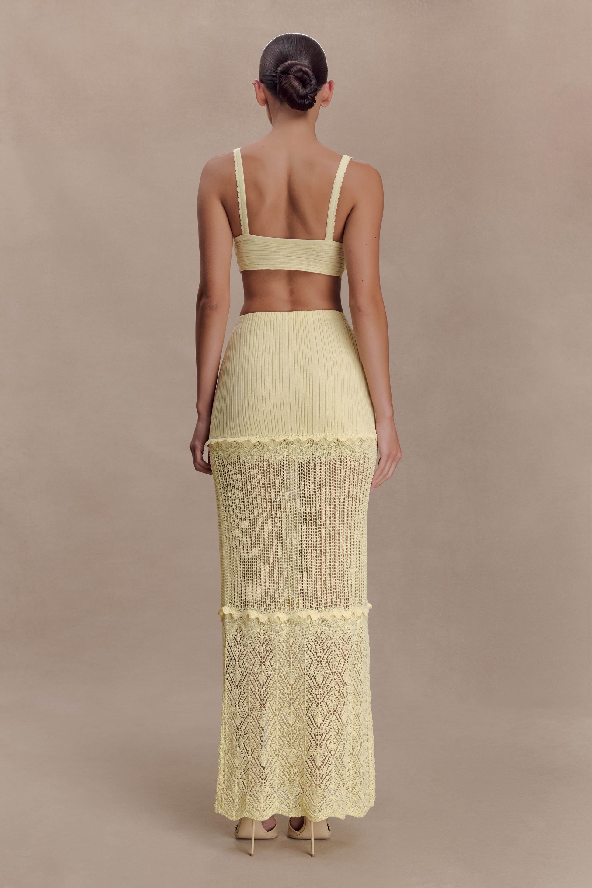 Coleene Pointelle Knit Maxi Skirt - Lemon #2