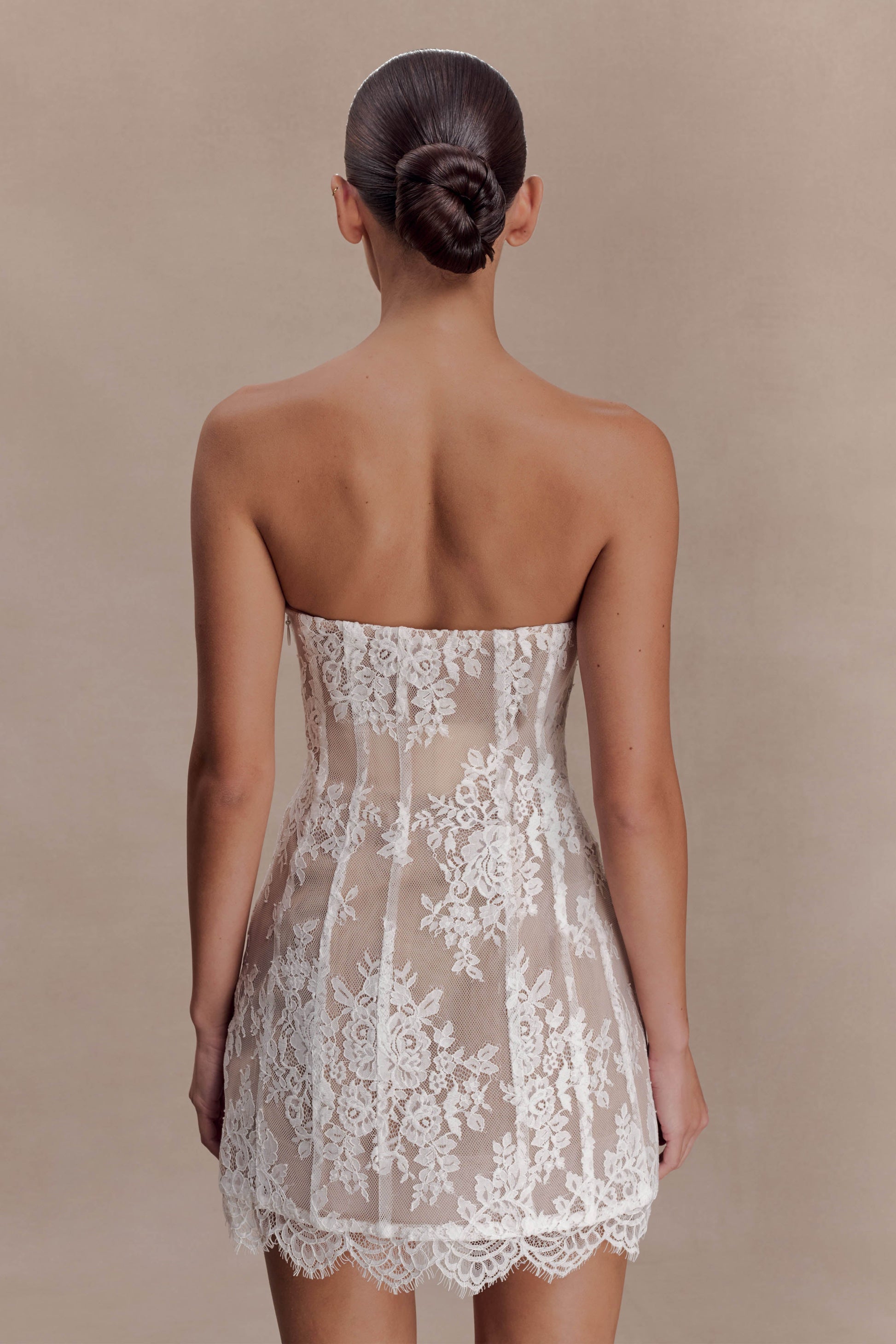 Zoey Lace Corset Mini Dress - Ivory #2