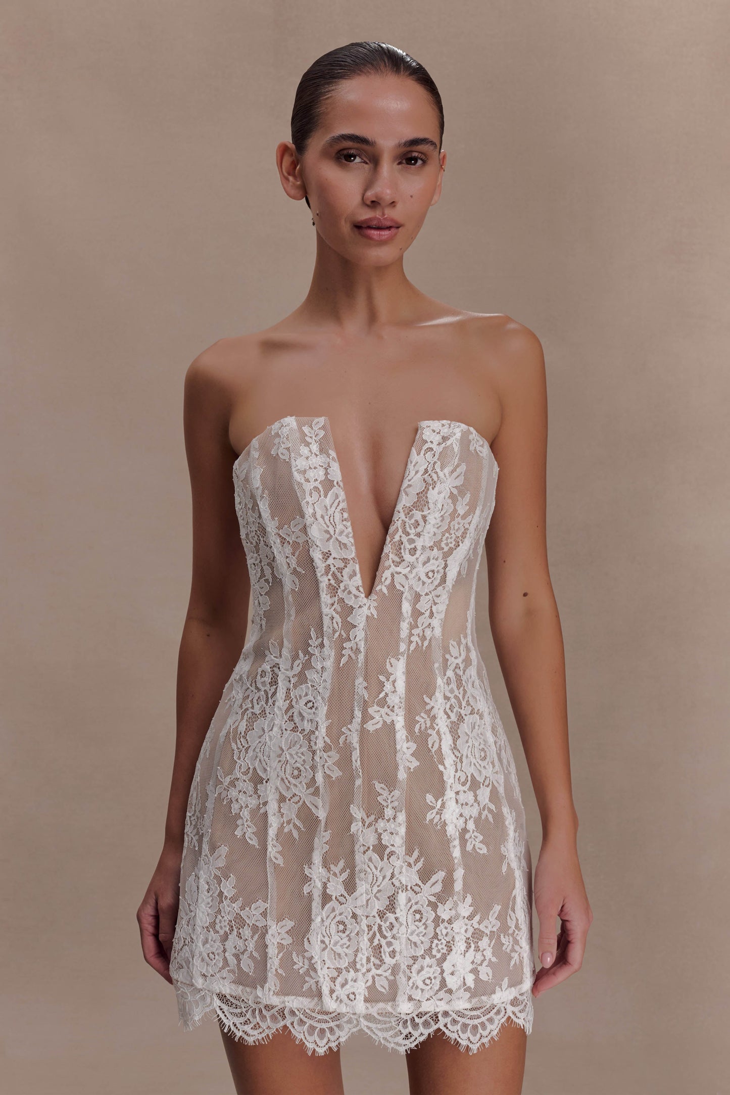 Zoey Lace Corset Mini Dress - Ivory