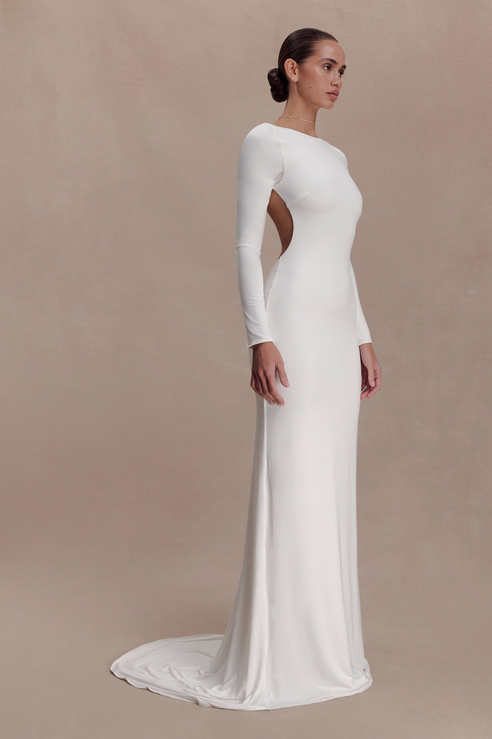 Marlene Slinky Low Back Maxi Dress - White #5