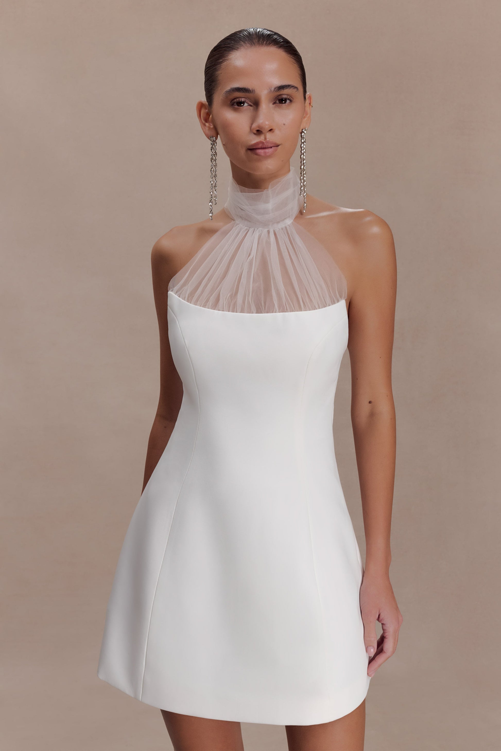 Riley Halter Suiting Mini Dress - Ivory