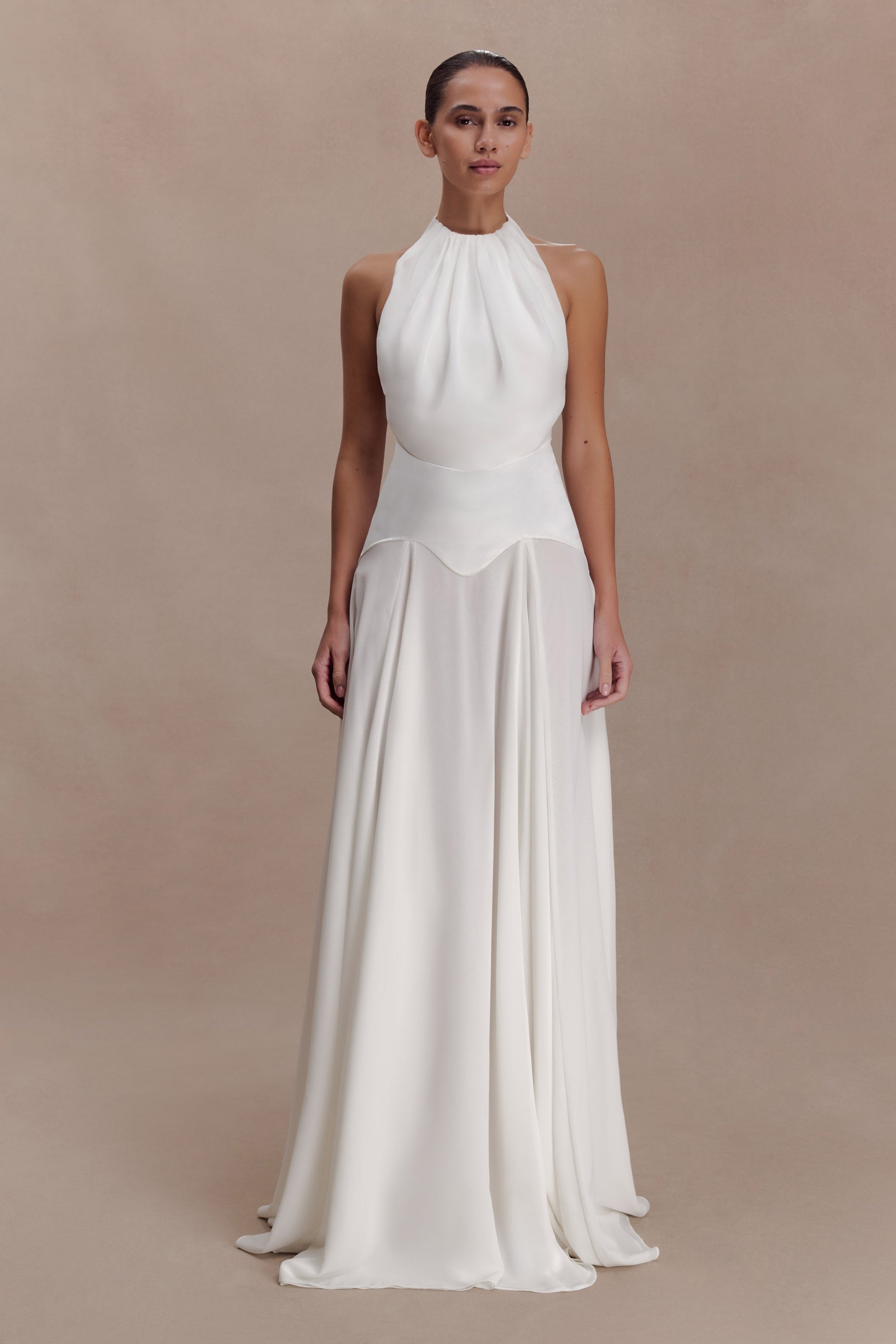 Susan Chiffon Halter Maxi Dress / Ivory | MESHKI