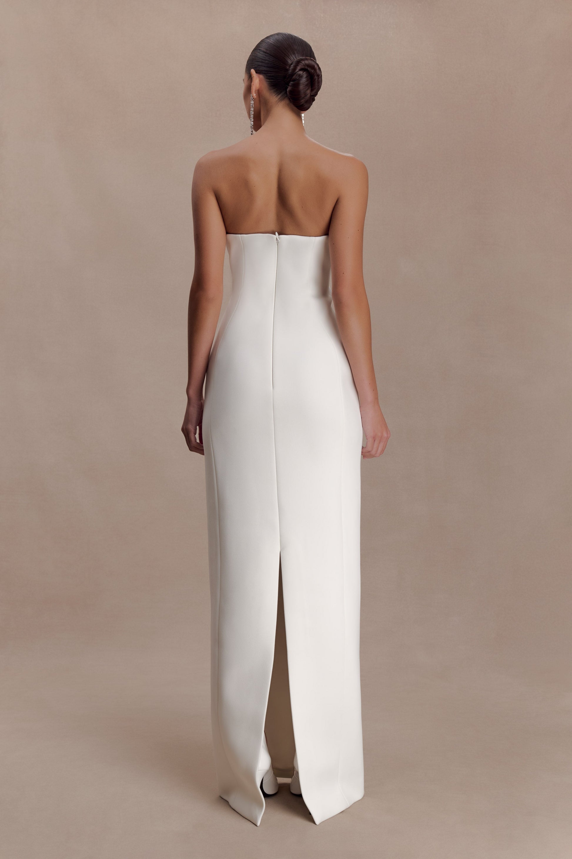 Hilda Embellished Strapless Maxi Dress / White | MESHKI