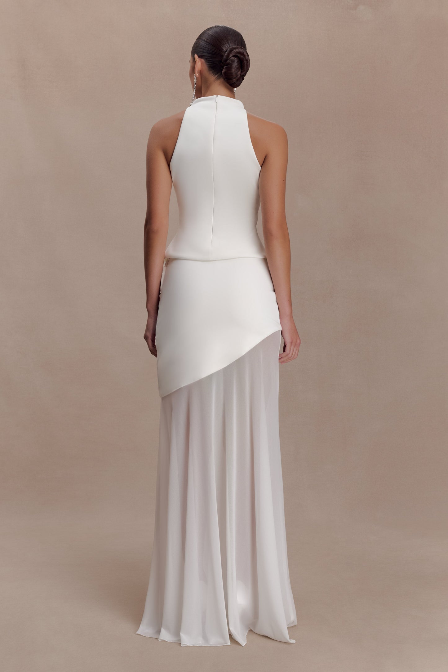 Portia Scuba Sleeveless Top - White