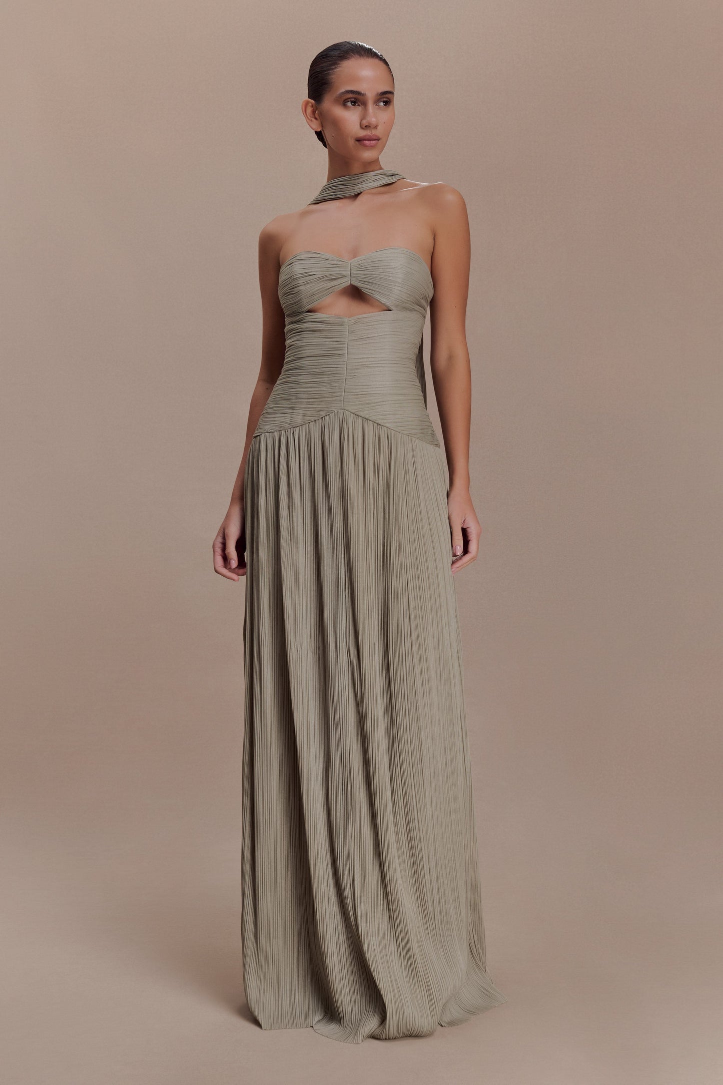 Juliette Pleated Chiffon Maxi Dress - Silver