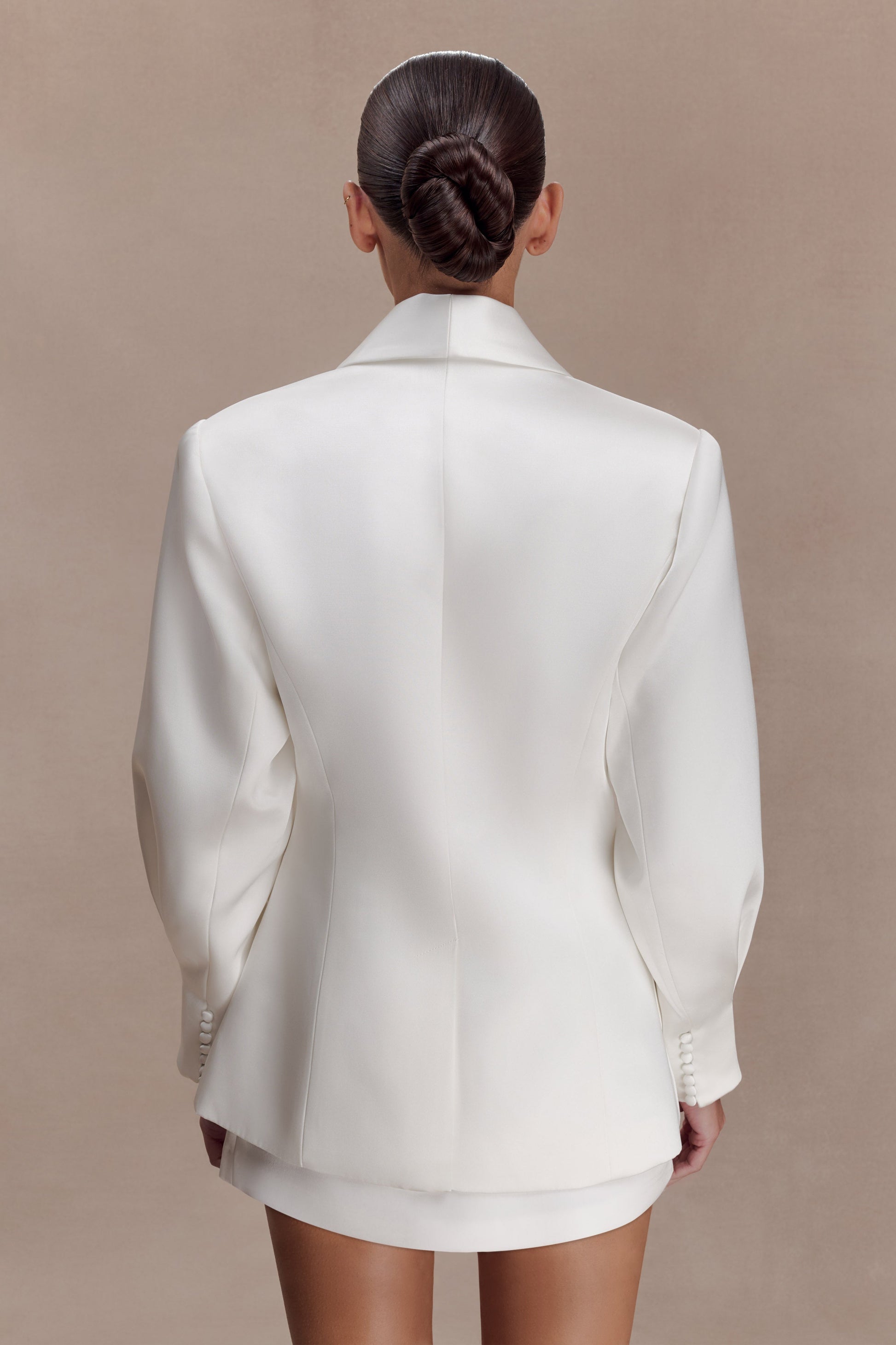 Kylie Oversized Satin Blazer - Ivory #3