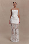 Camille Beaded Satin And Lace Maxi Skirt - Ivory