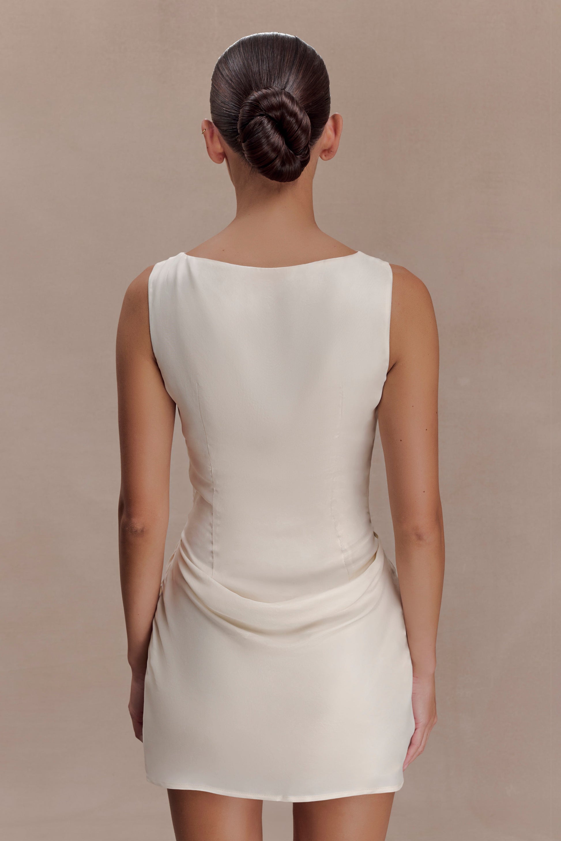 Bexley Draped Mini Dress - Ivory | MESHKI US Bexley Draped Mini Dress - Ivory | MESHKI US