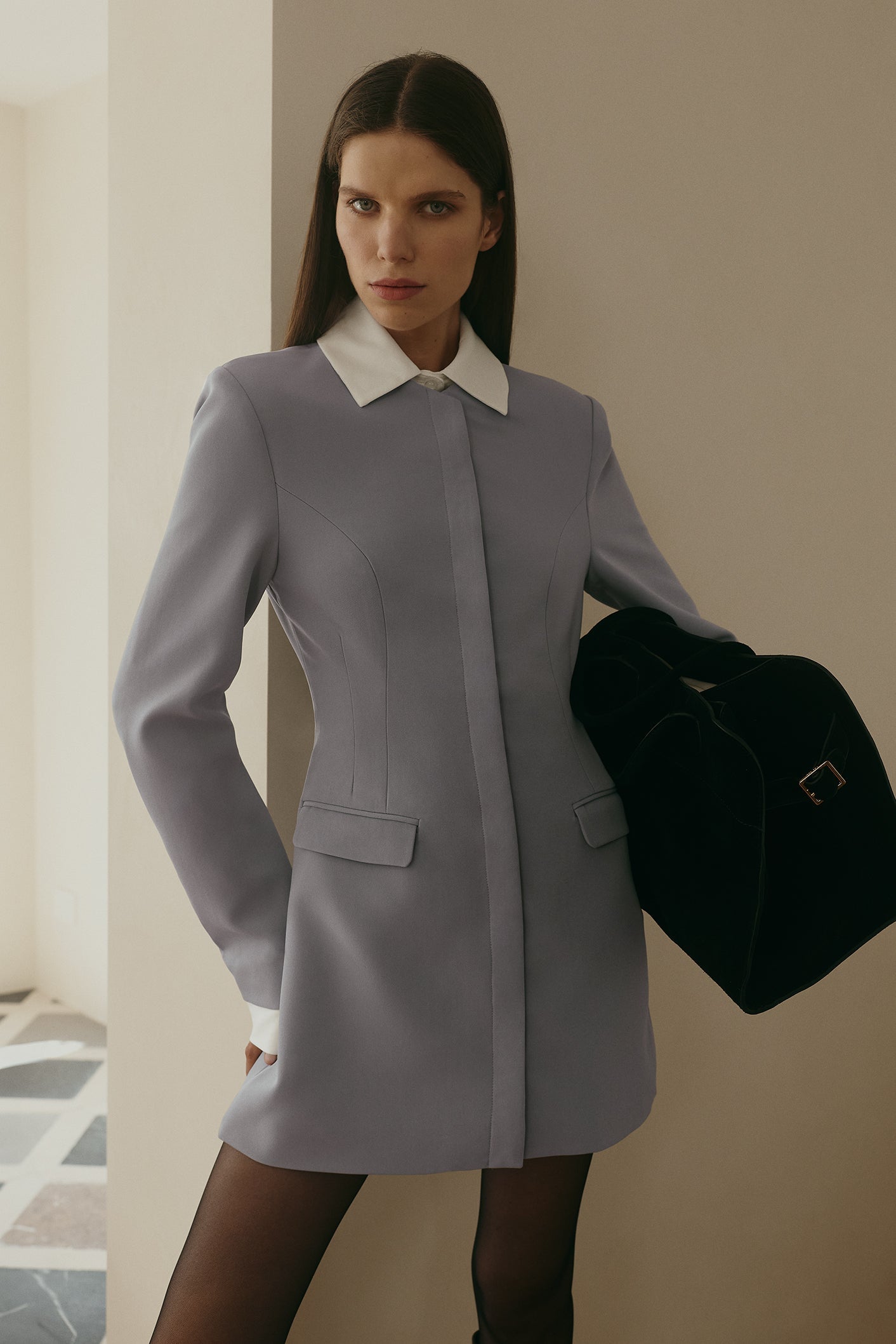 Gretchen Suiting Mini Dress / Grey | MESHKI