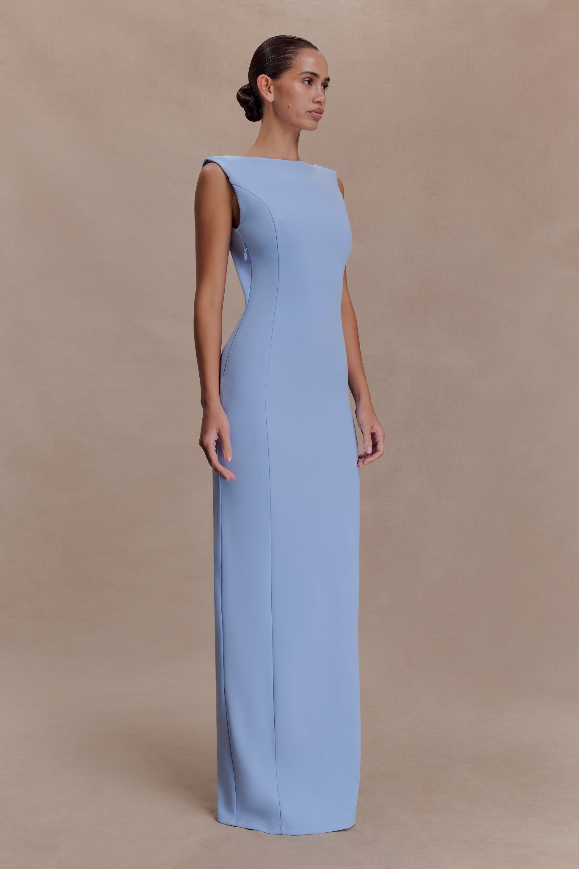 Galilea Crepe Draped Maxi Dress - Cornflower Blue #7