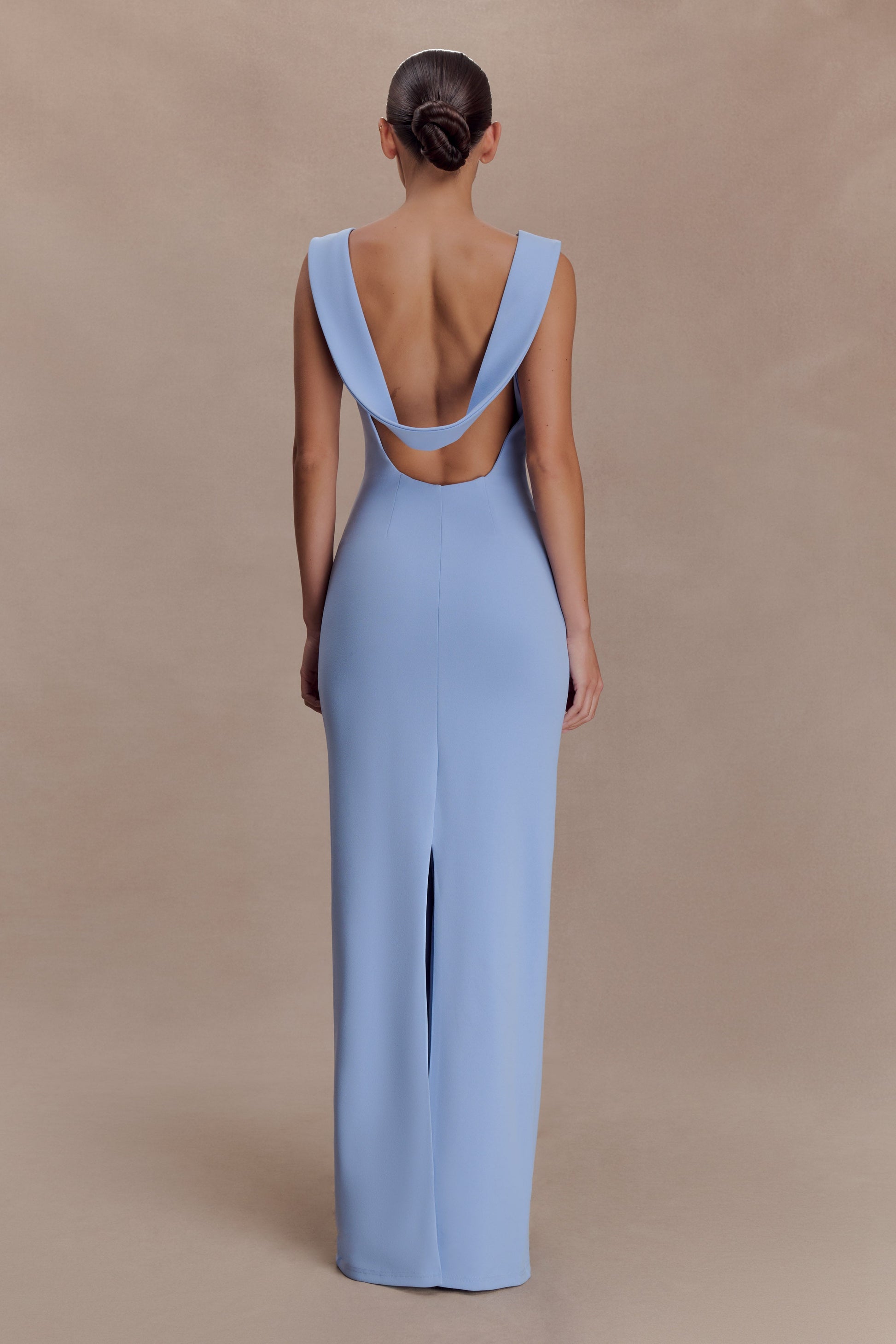 Galilea Crepe Draped Maxi Dress - Cornflower Blue | MESHKI US Galilea Crepe Draped Maxi Dress - Cornflower Blue | MESHKI US