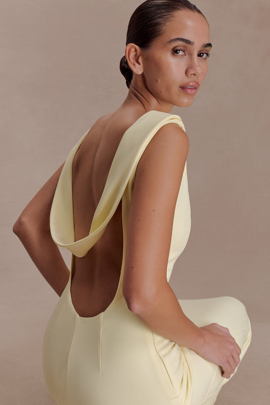 yellow maxi backless dress INAWLY Women's Fashion Casual Elegant Sexy Romantic Backless Halter Yellow Sleeveless Dress