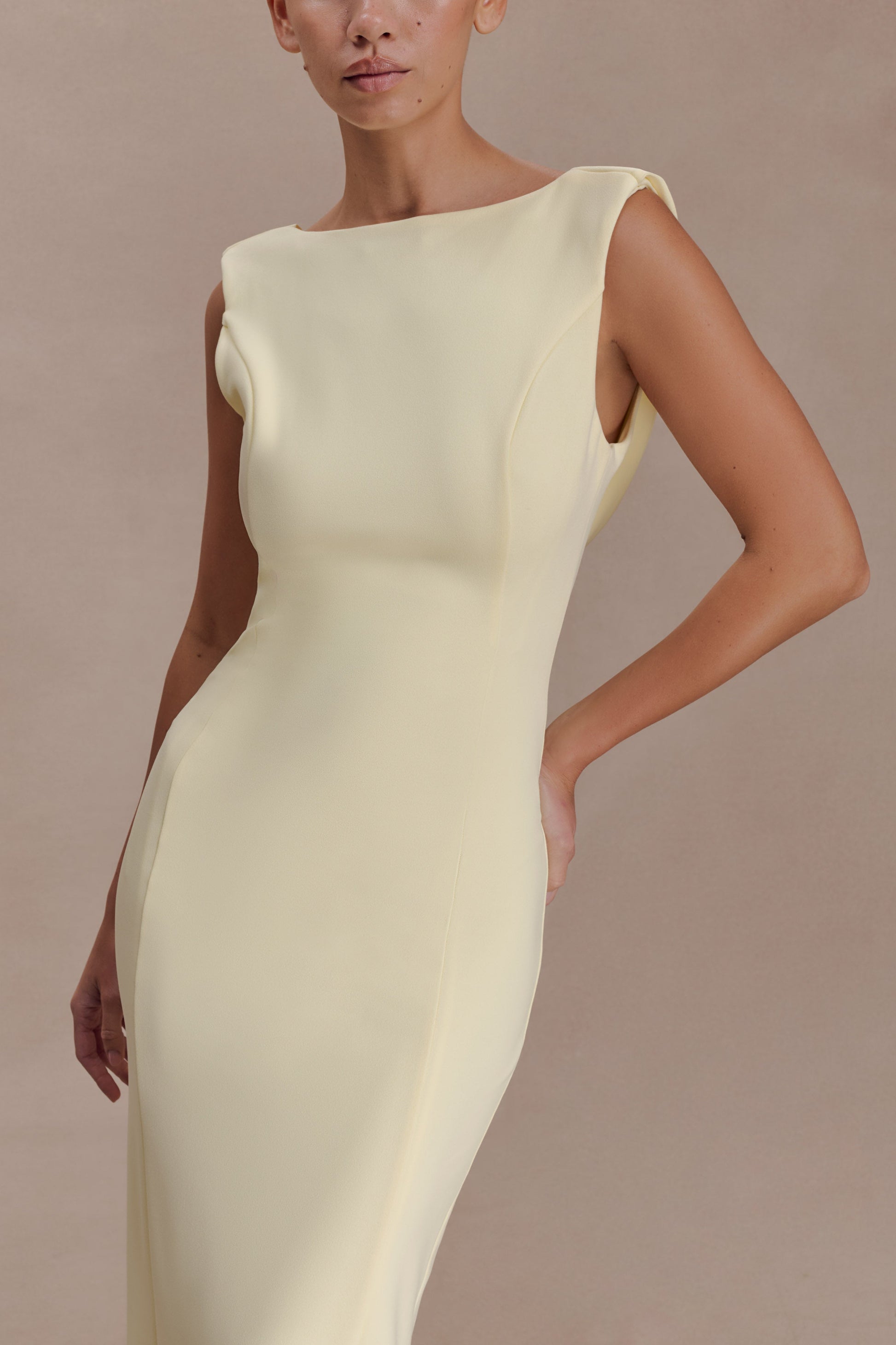 Galilea Crepe Draped Maxi Dress - Lemon #4