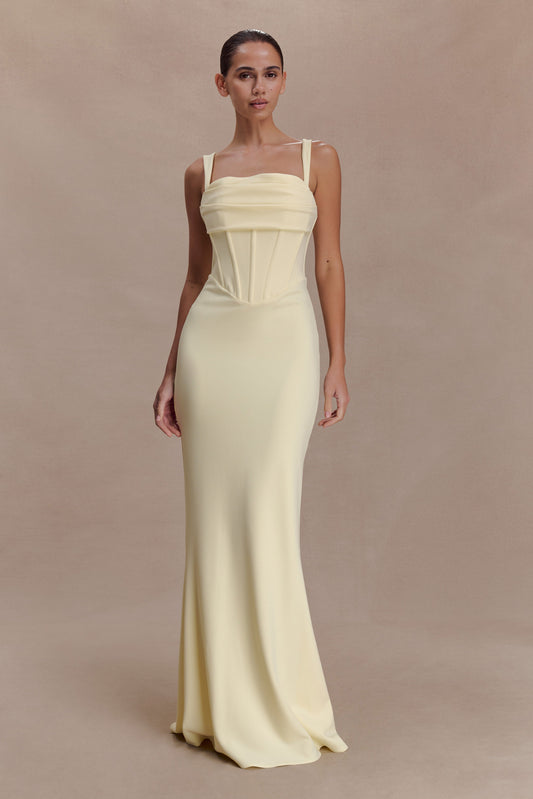 Luella Crepe Corset Maxi Dress - Lemon