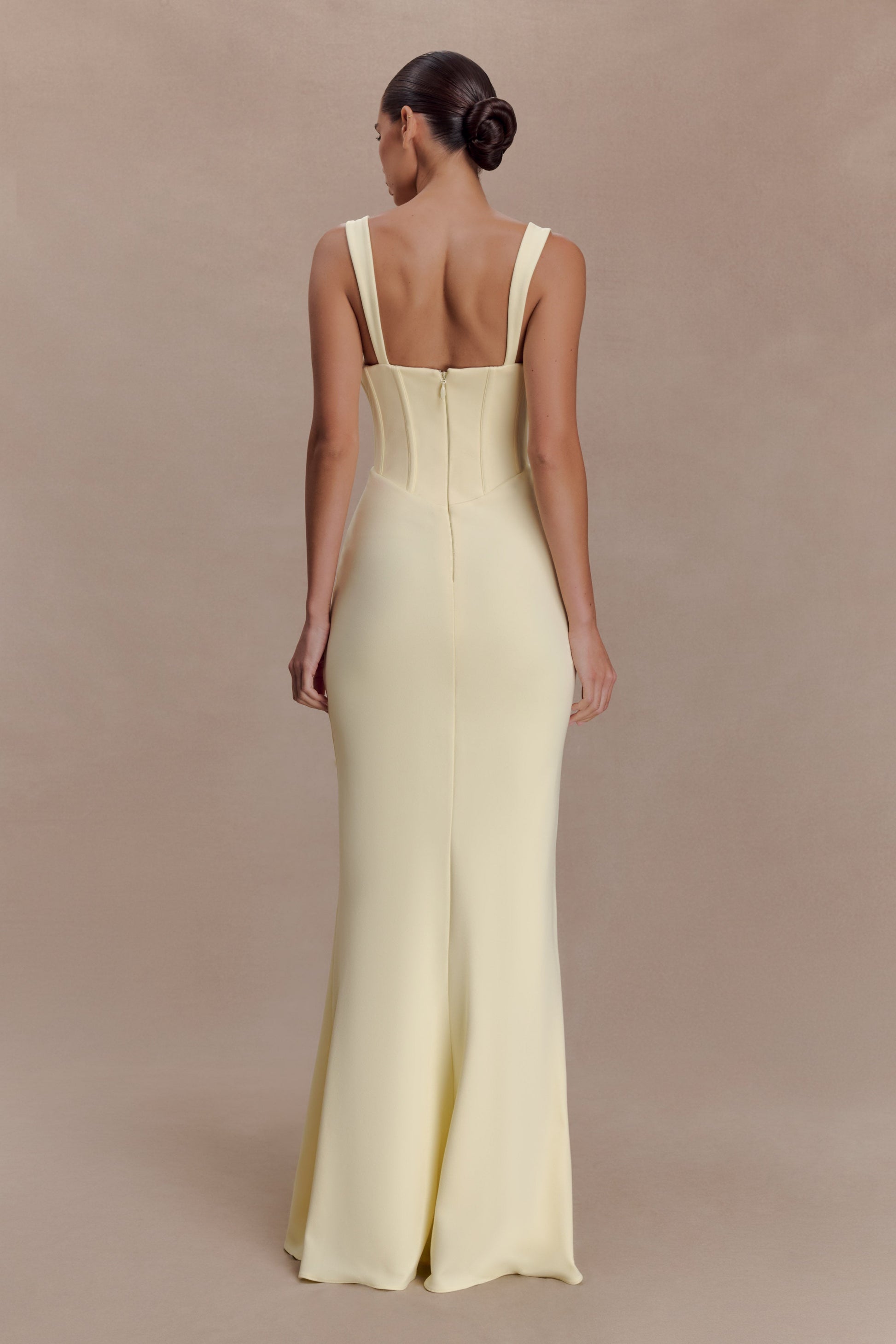 Luella Crepe Corset Maxi Dress - Lemon | MESHKI US Luella Crepe Corset Maxi Dress - Lemon | MESHKI US