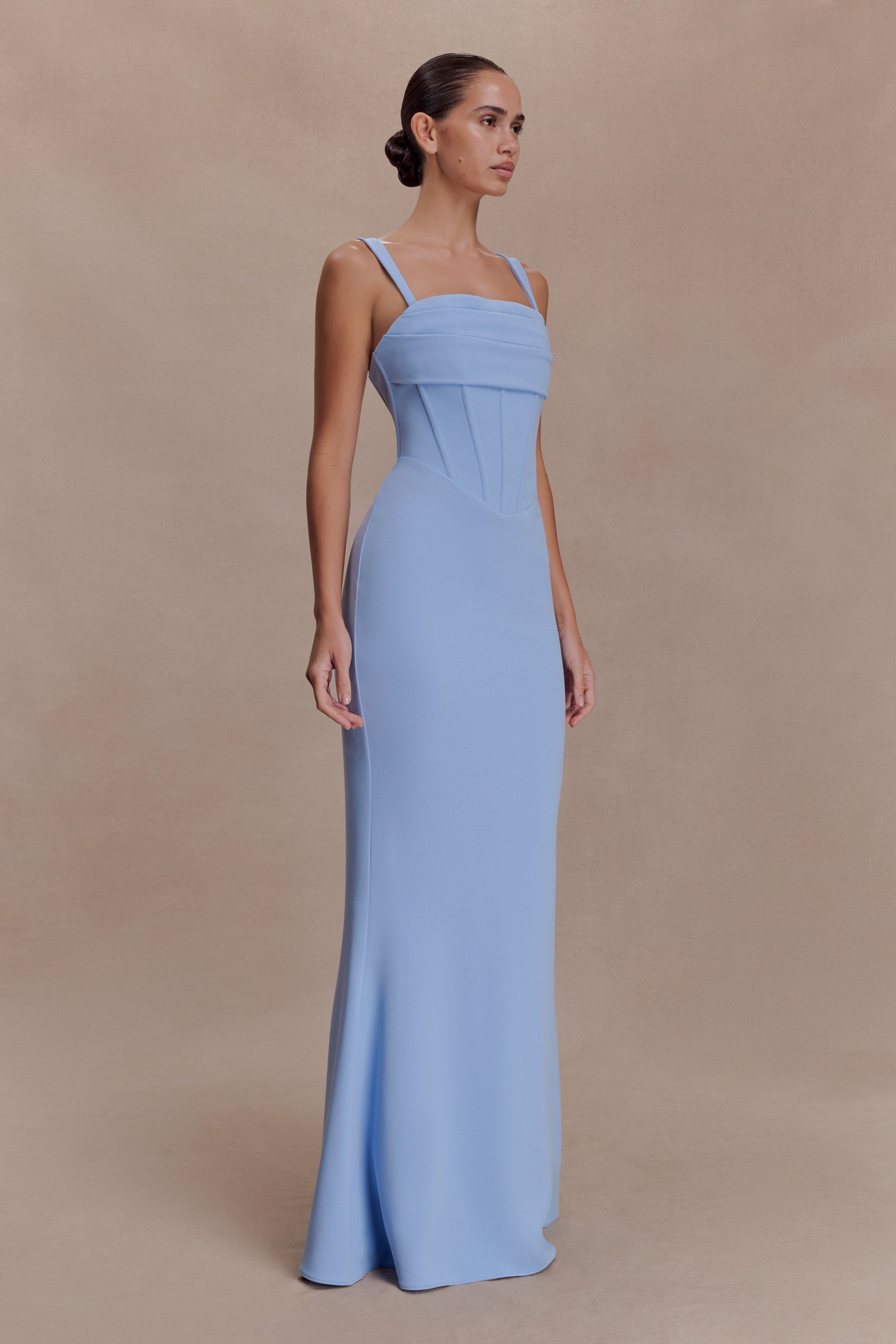 Luella Crepe Corset Maxi Dress / Cornflower Blue | MESHKI