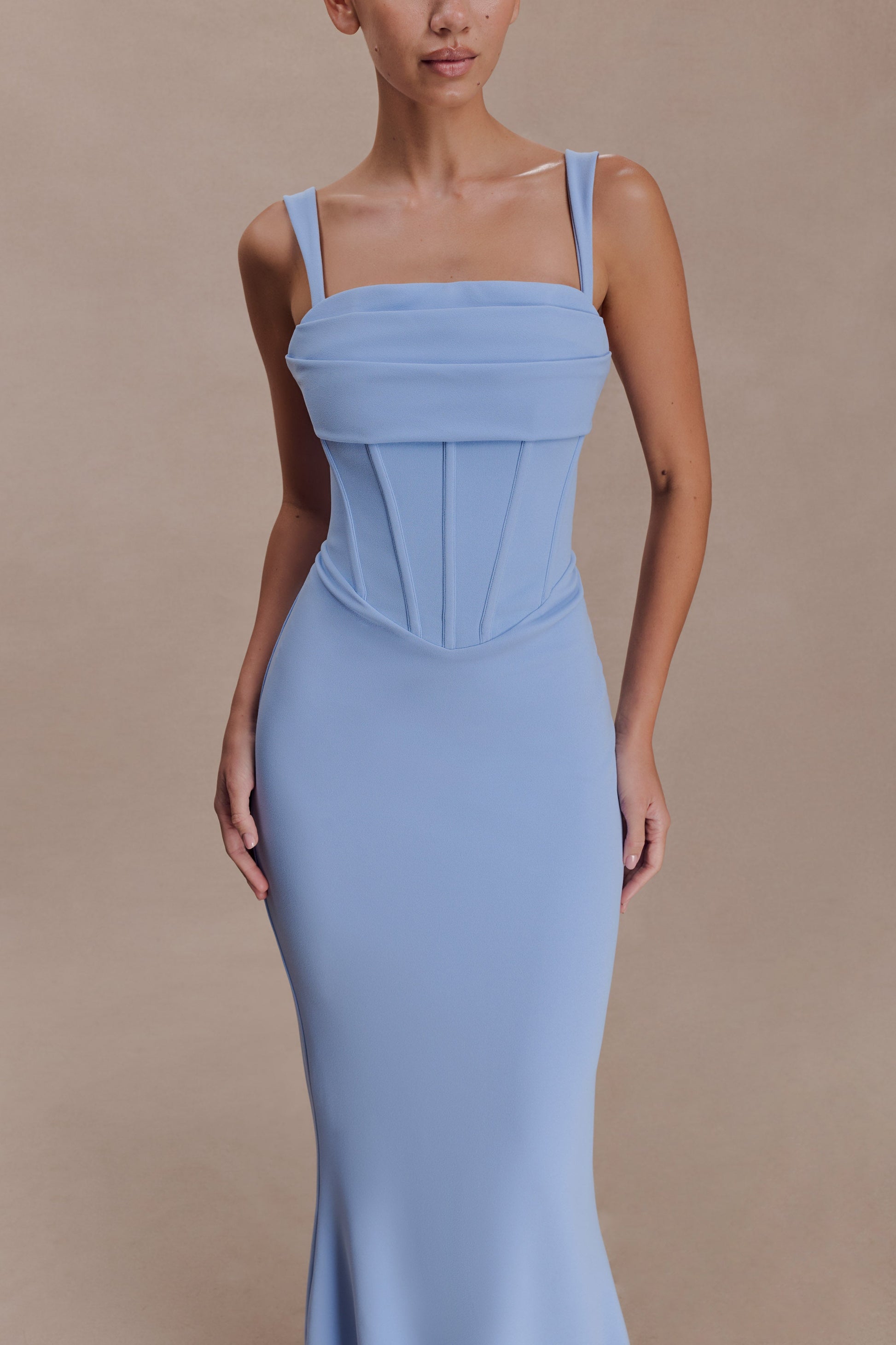Luella Crepe Corset Maxi Dress / Cornflower Blue | MESHKI