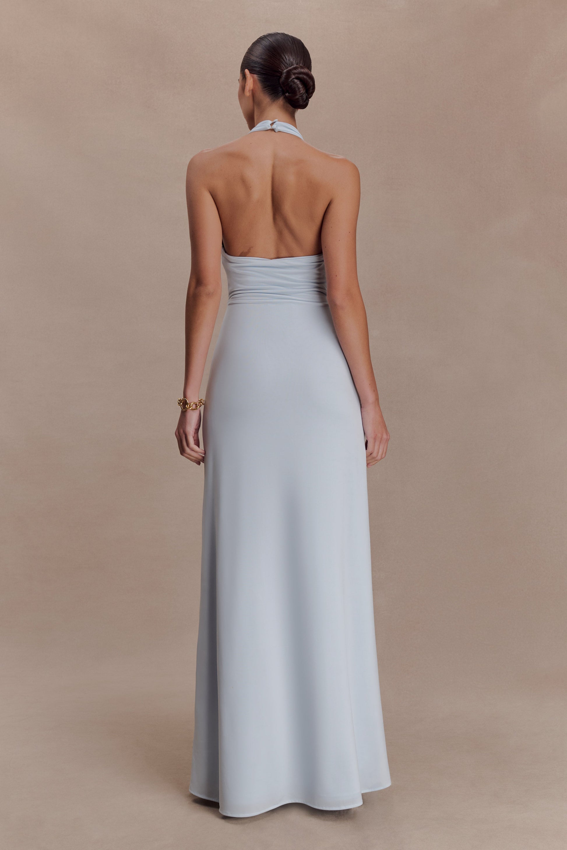 Veda Slinky Halter Maxi Dress - Pale Blue | MESHKI US Veda Slinky Halter Maxi Dress - Pale Blue | MESHKI US