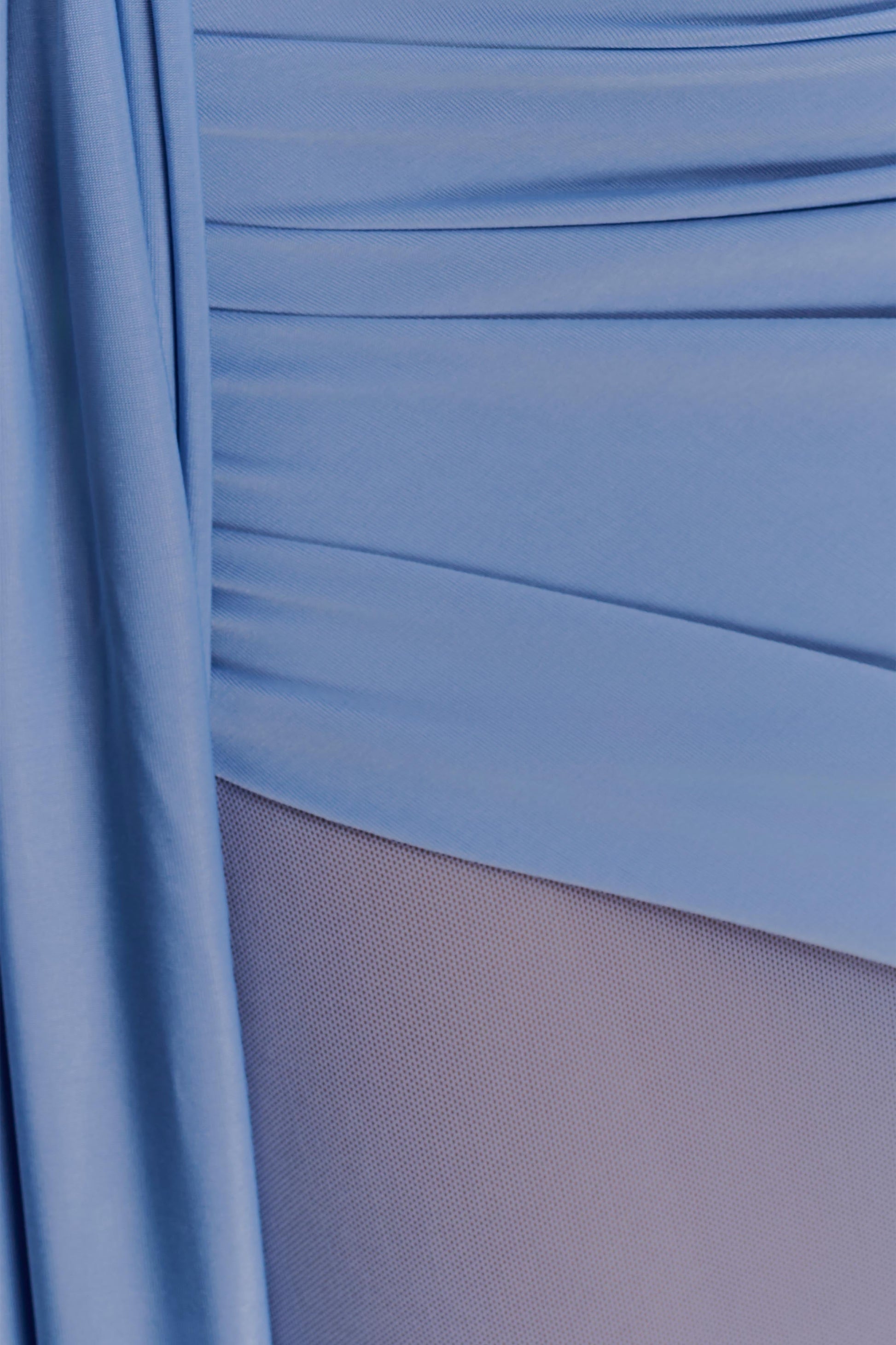 Asher Slinky One Shoulder Maxi Dress - Cornflower Blue #5