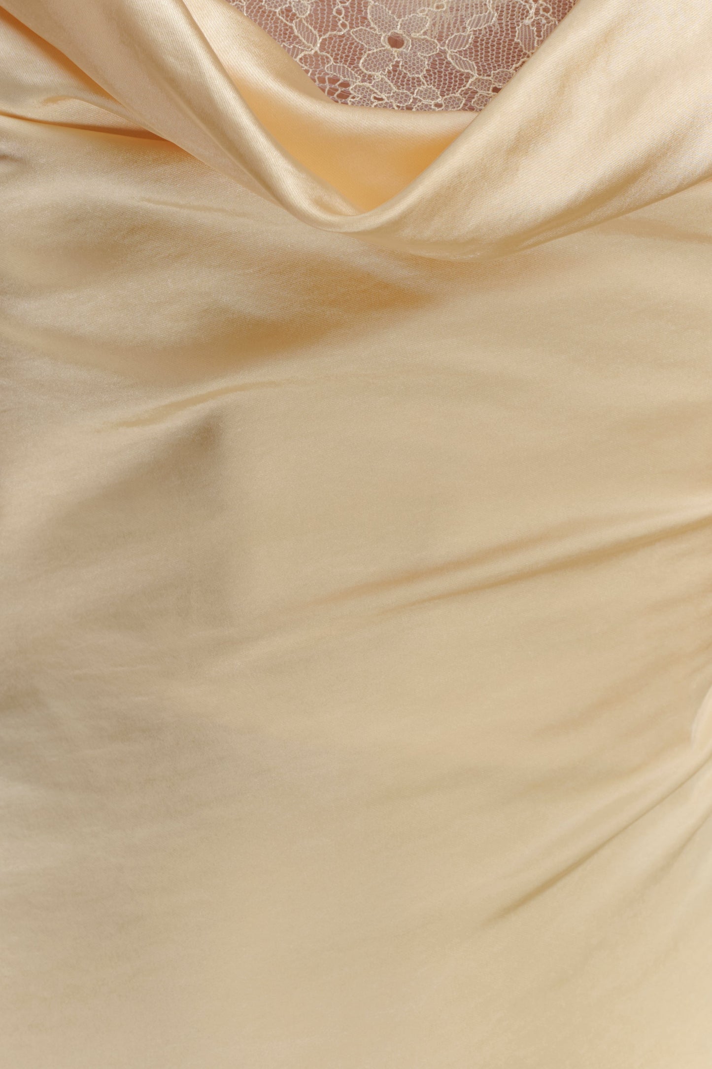 Eliza Long Sleeve Cowl Lace And Satin Maxi Dress - Lemon