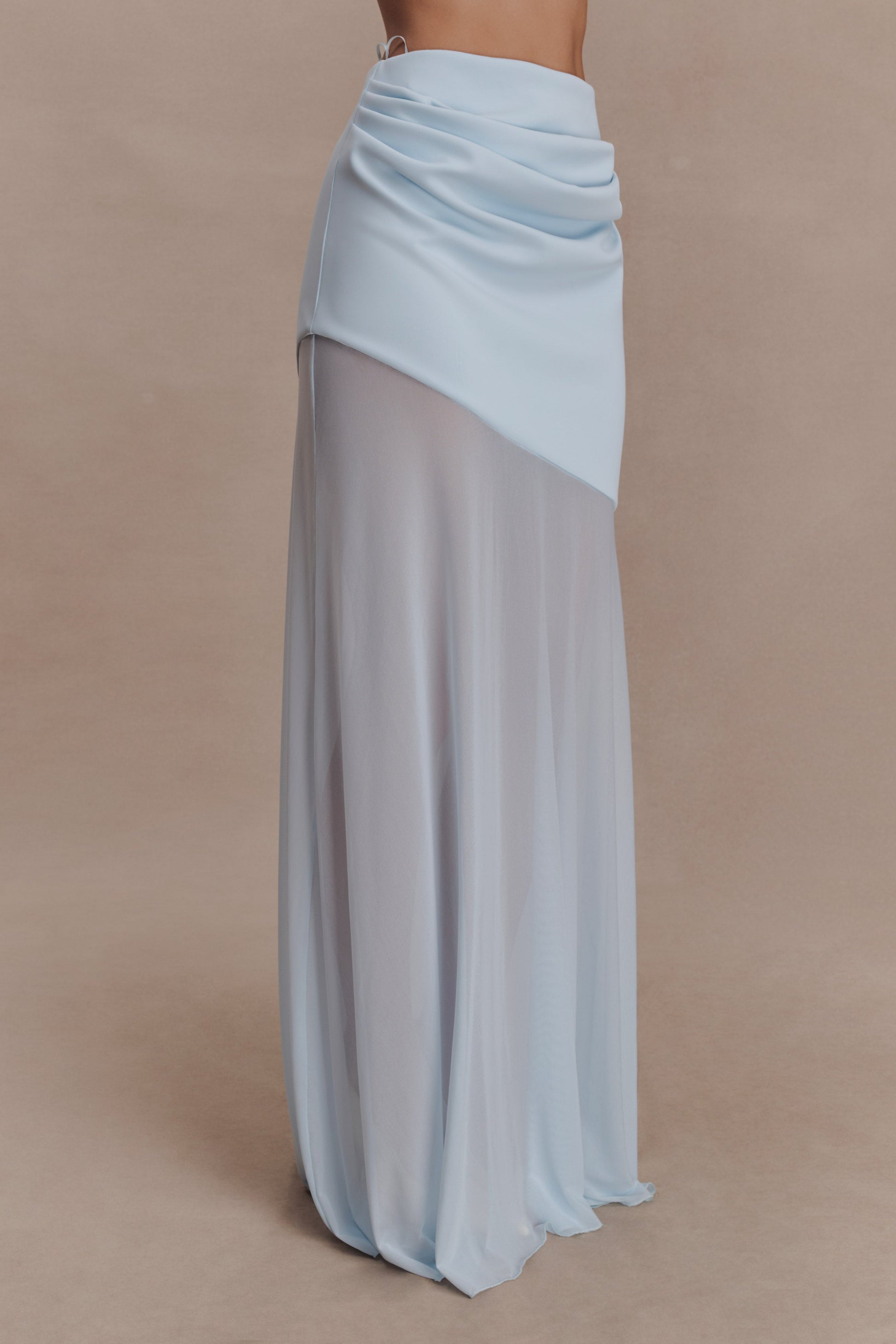 Portia Scuba And Mesh Maxi Skirt - Pale Blue #4