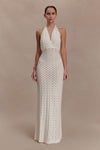 Deeliah Halterneck Crochet Maxi Dress -  Ivory