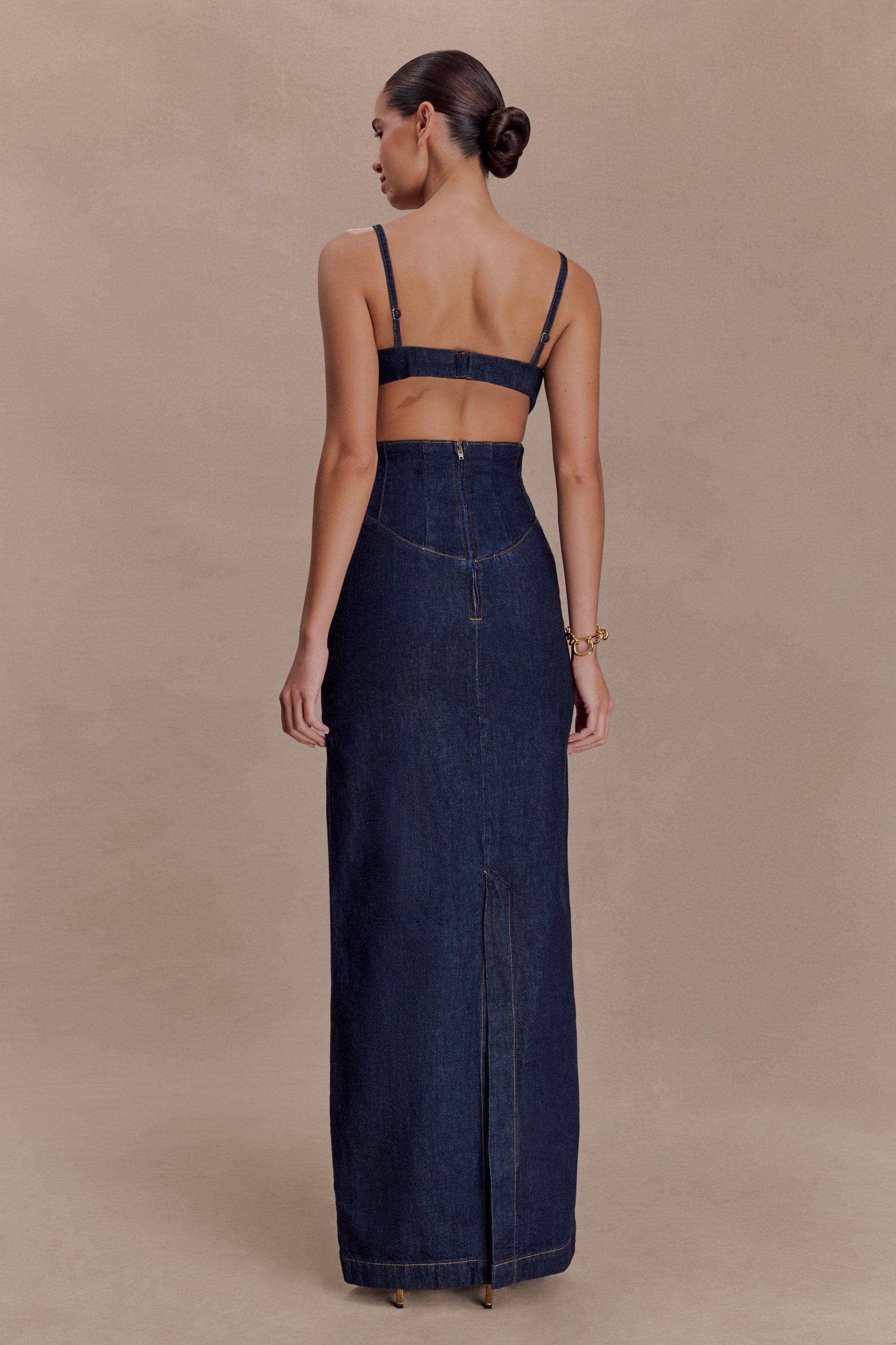Amila Denim Cupped Maxi Dress - Indigo Blue #2