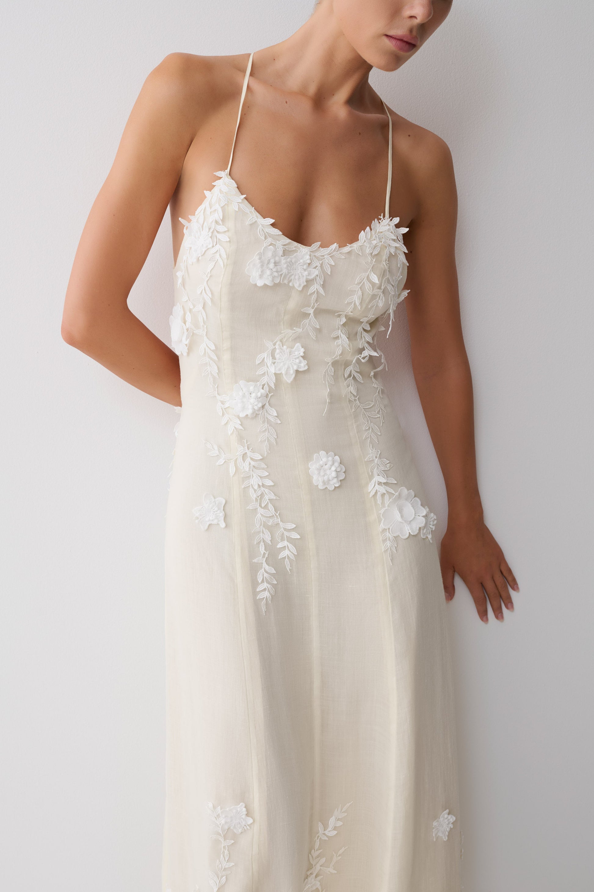 Odette Floral Lace Midi Dress - Buttermilk | MESHKI US Odette Floral Lace Midi Dress - Buttermilk | MESHKI US