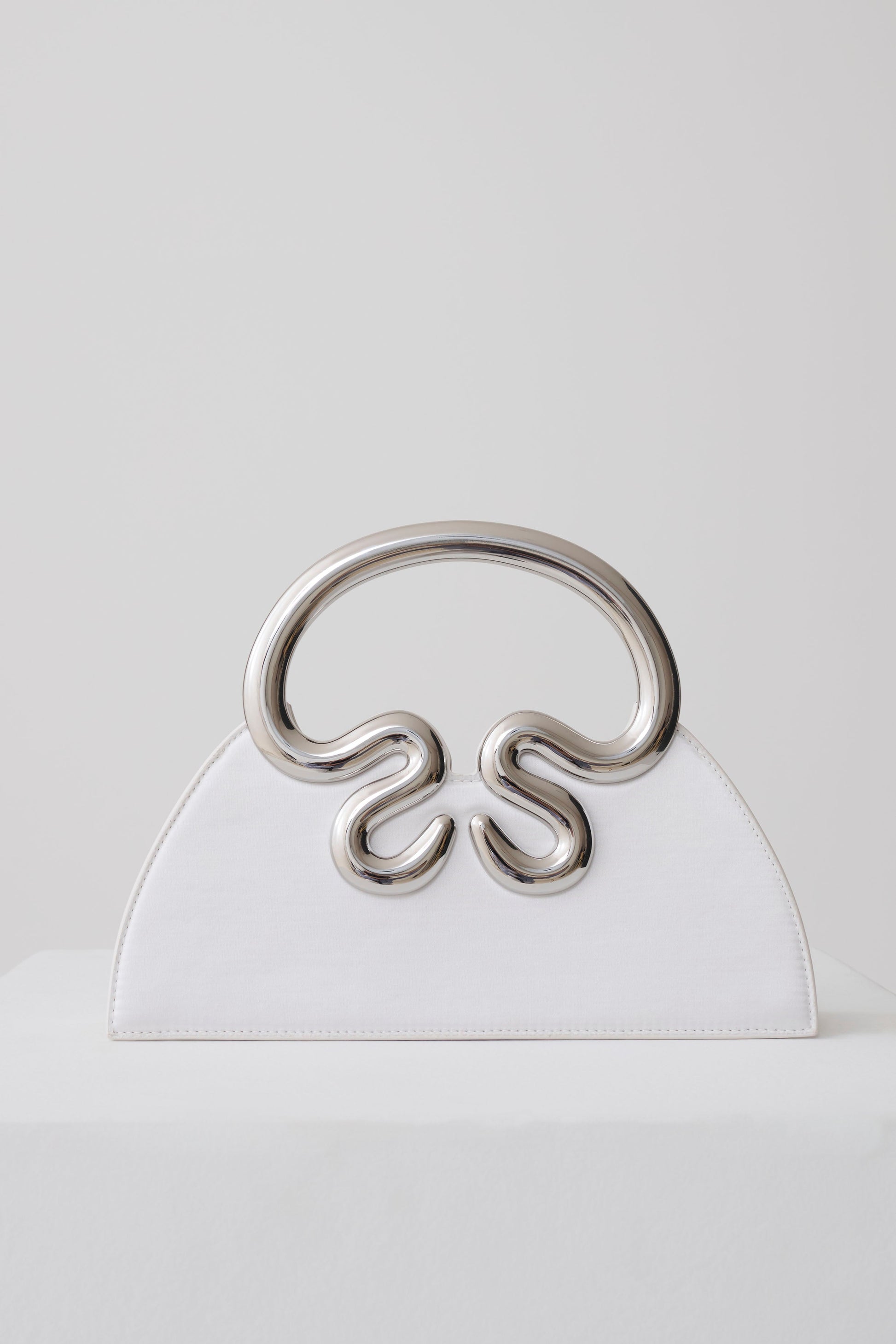 Elianne Satin Frame Clutch Bag - White