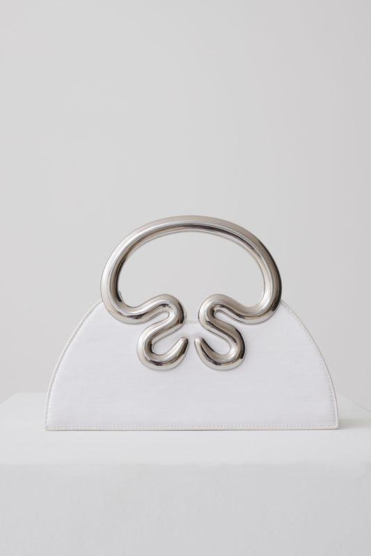 Elianne Satin Frame Clutch Bag - White
