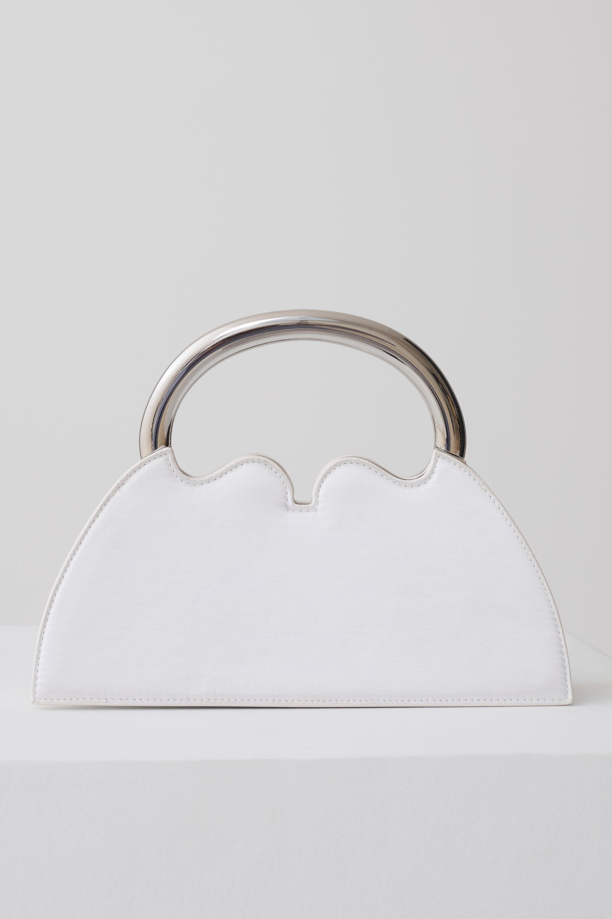Elianne Satin Frame Clutch Bag - White #2
