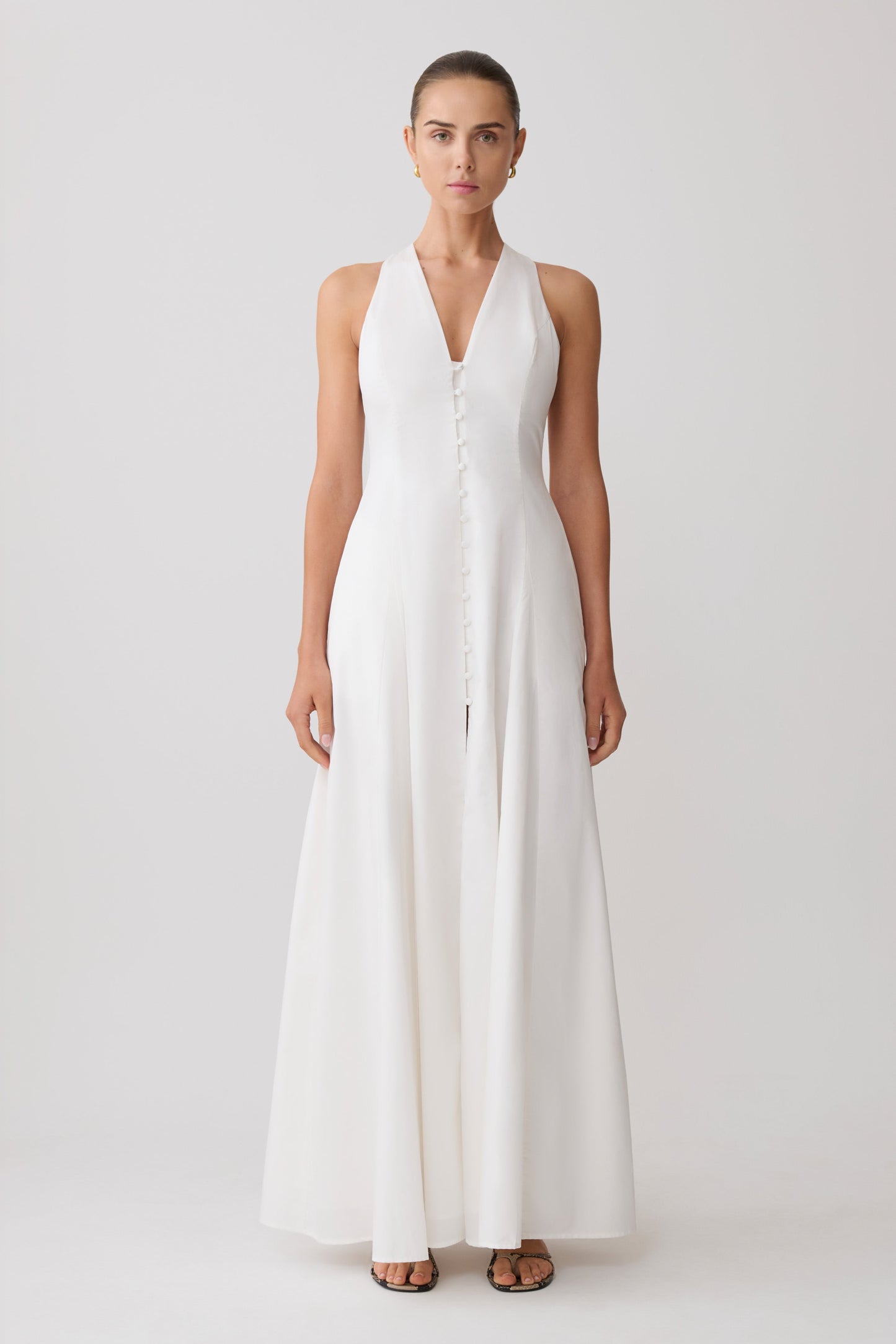 Sienna Button Down Maxi Dress / White | MESHKI