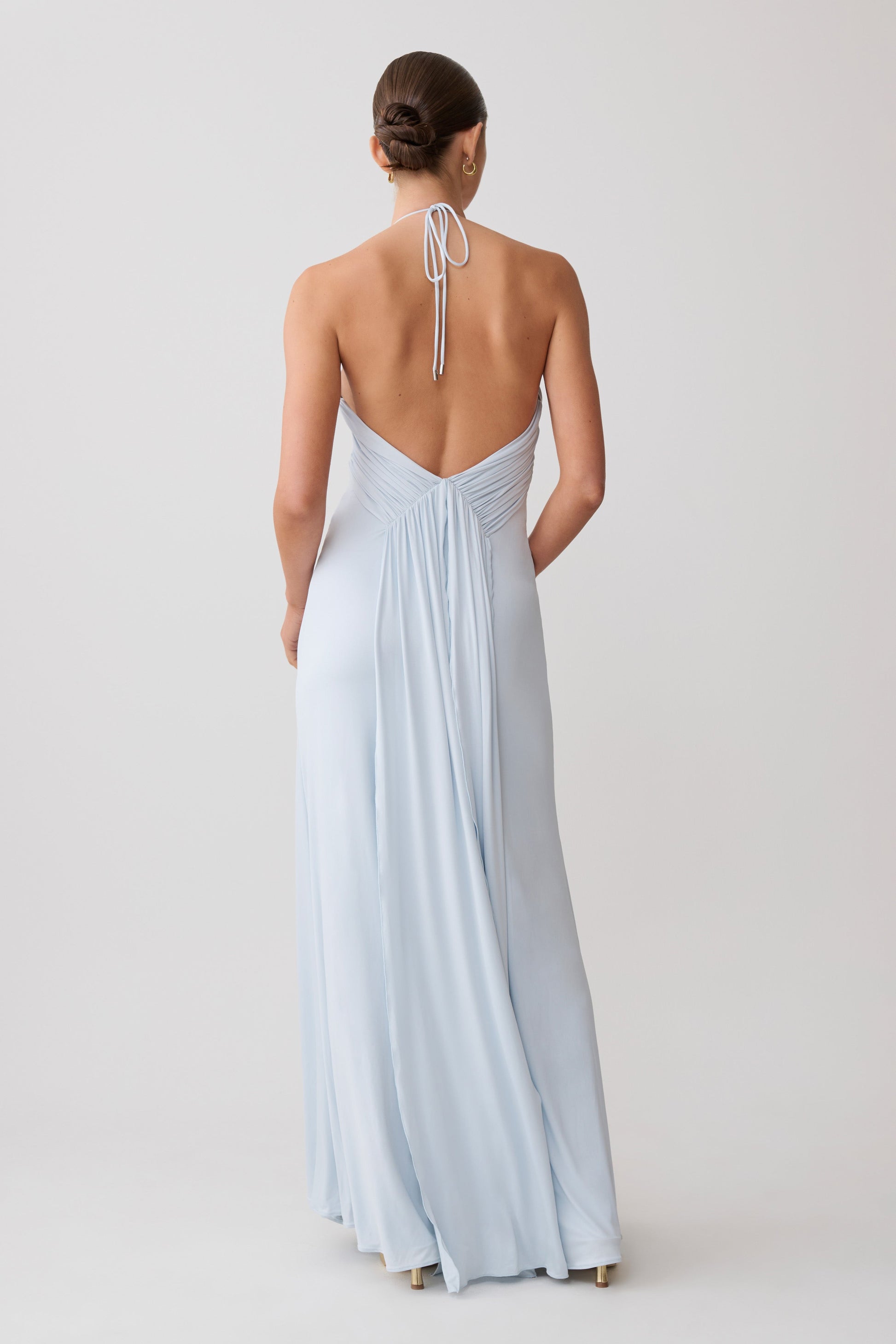 Maely Gathered Slinky Maxi Dress / Pale Blue | MESHKI | 3XL Maely Gathered Slinky Maxi Dress / Pale Blue | MESHKI | 3XL