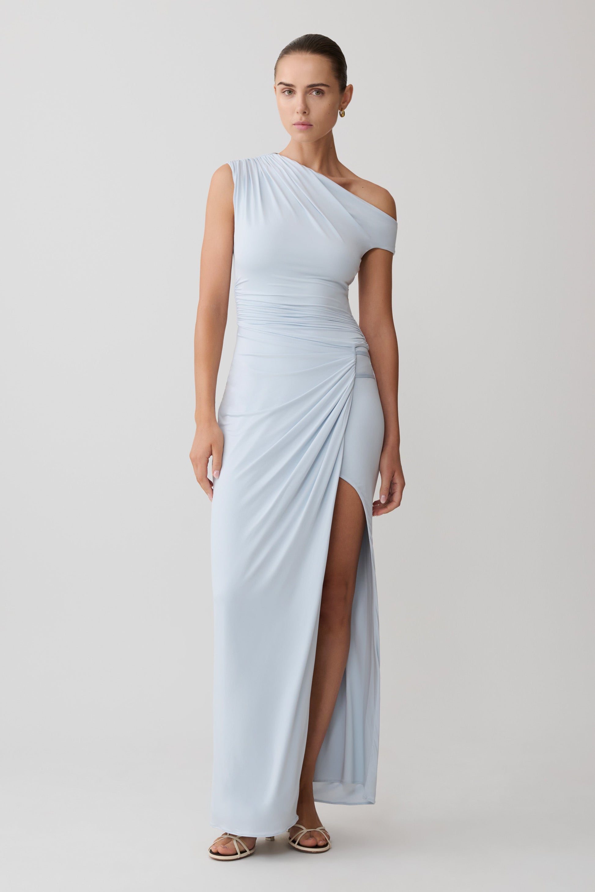 Alyn Off Shoulder Draped Maxi Dress - Pale Blue #4