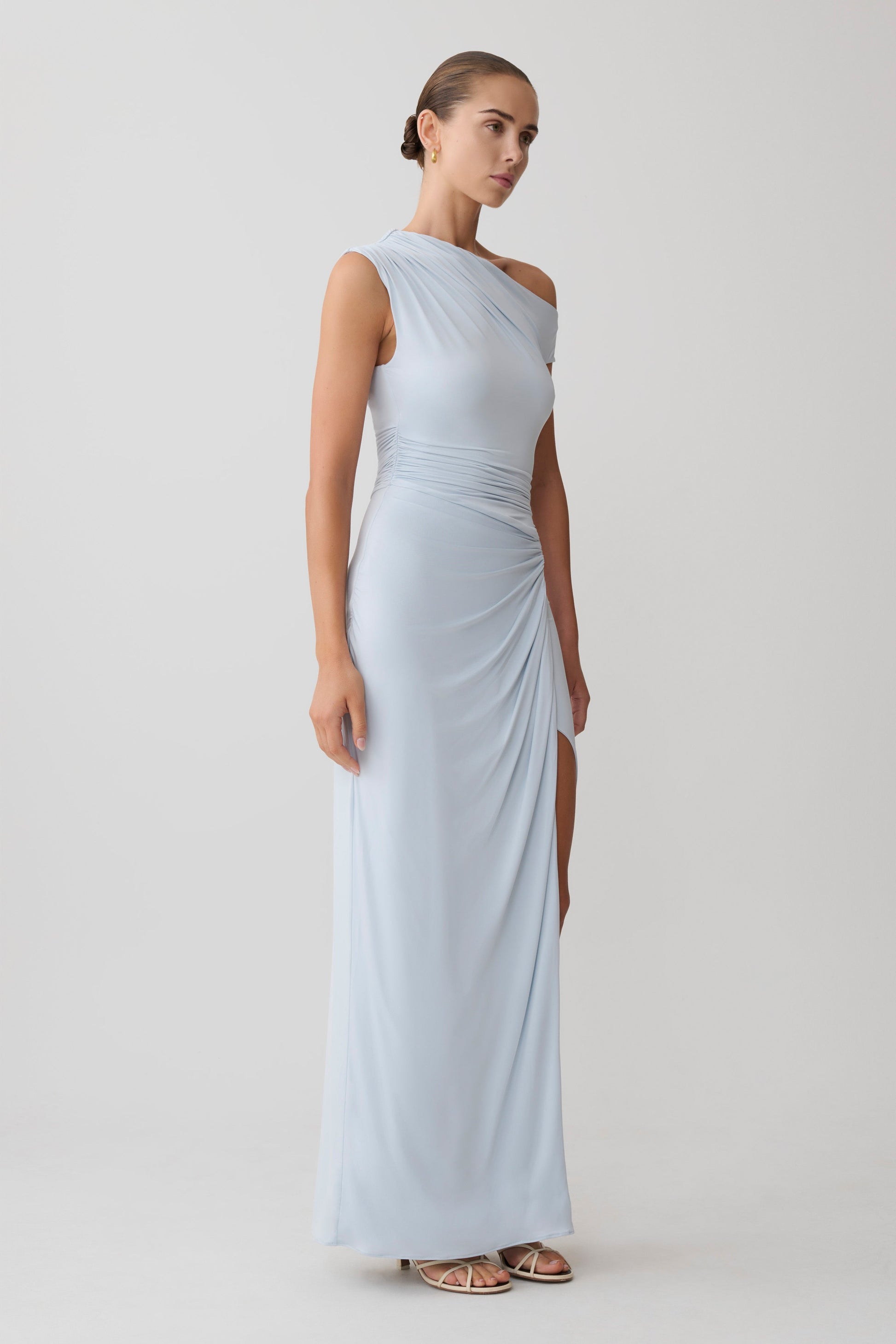 Alyn Off Shoulder Draped Maxi Dress - Pale Blue #3