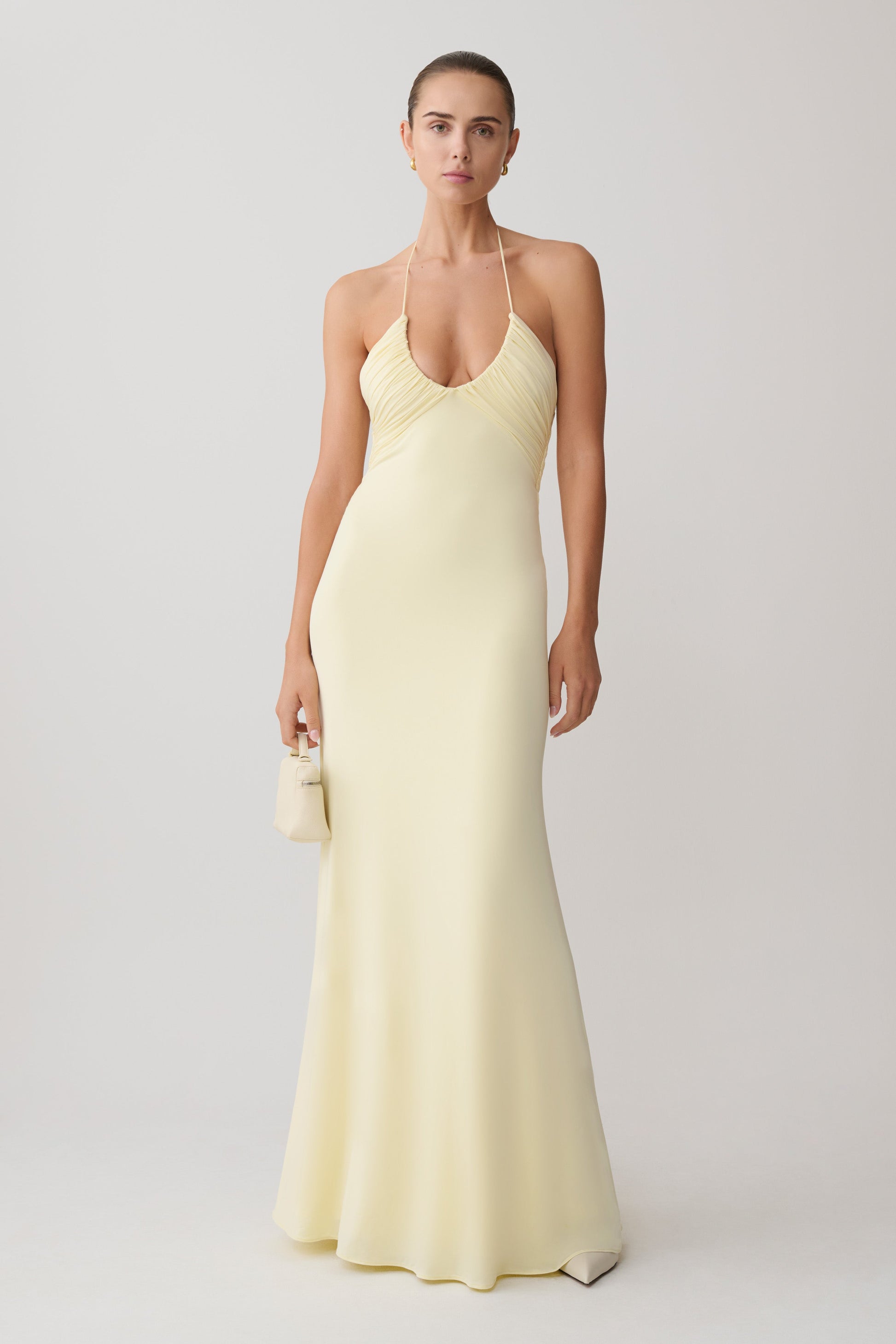 Maely Gathered Slinky Maxi Dress - Lemon #6