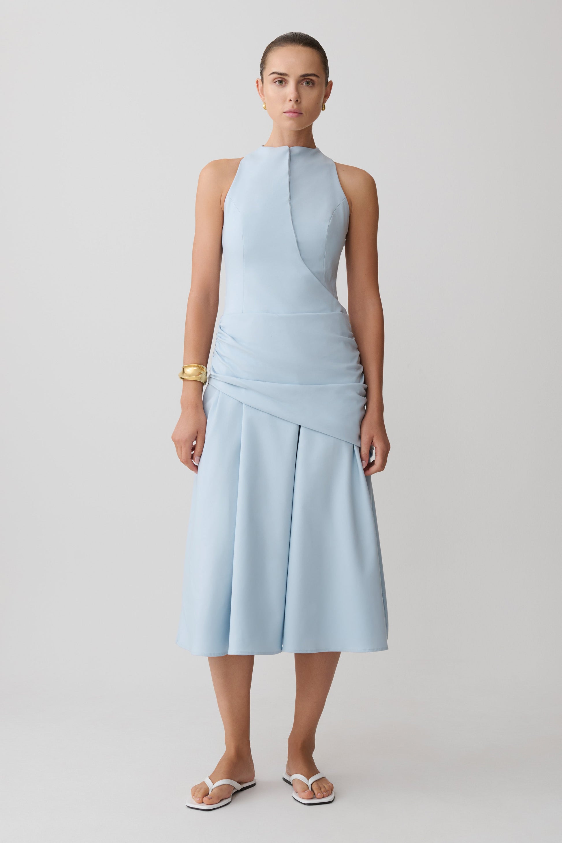 Emily Wrapped Waist Midi Dress / Sky Blue | MESHKI