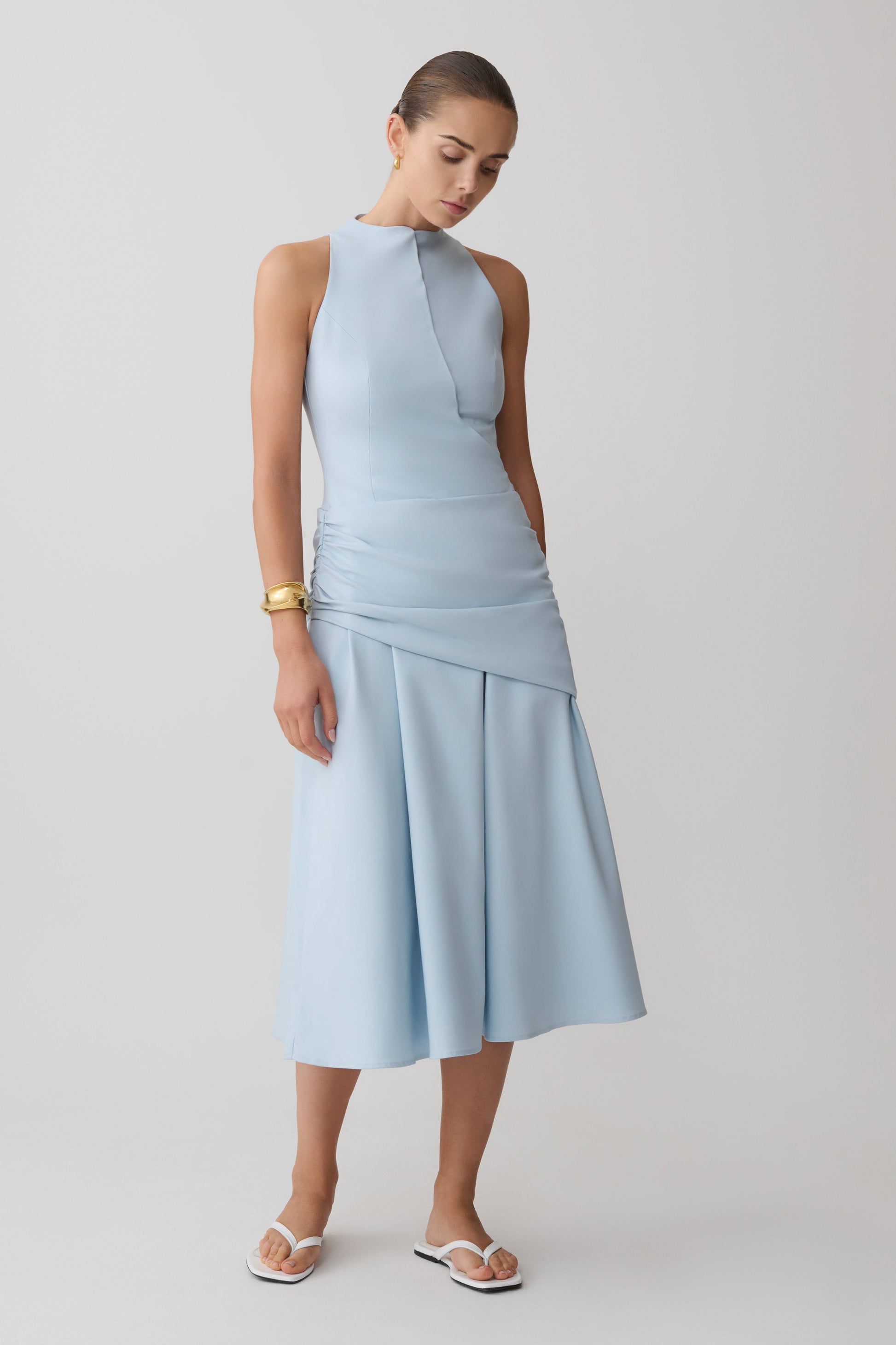Emily Wrapped Waist Midi Dress / Sky Blue | MESHKI